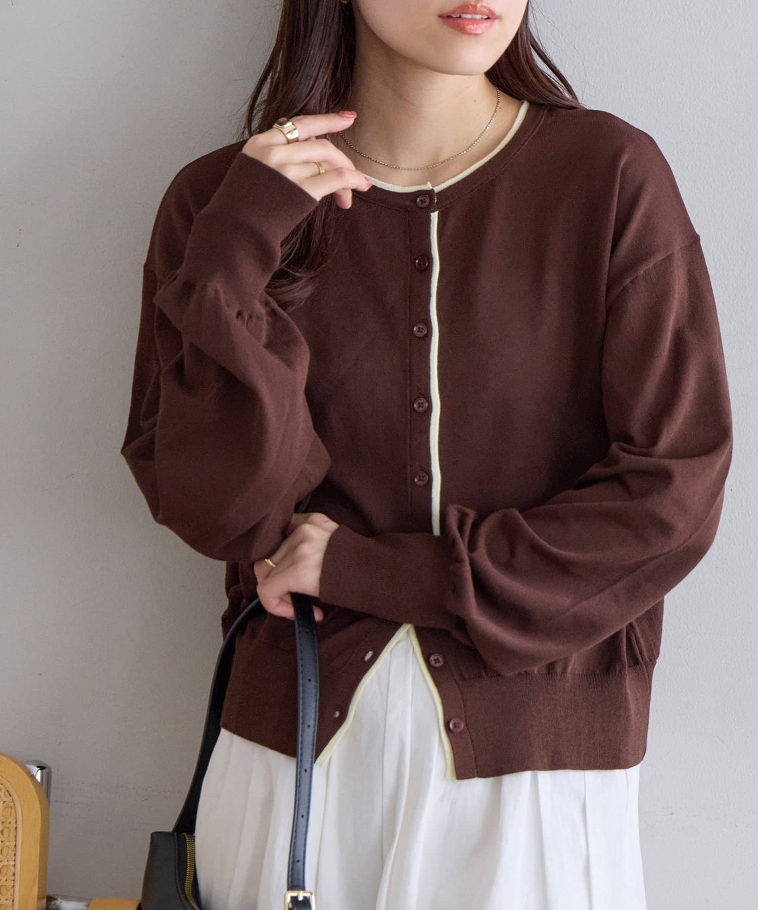 DISCOAT(ディスコート) 多機能バイカラーカーディガン