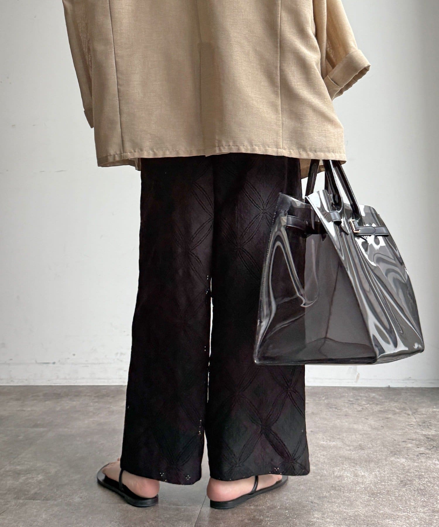 DOUDOU(ドゥドゥ) 【WEB限定】パッチワーク風レースイージーパンツ