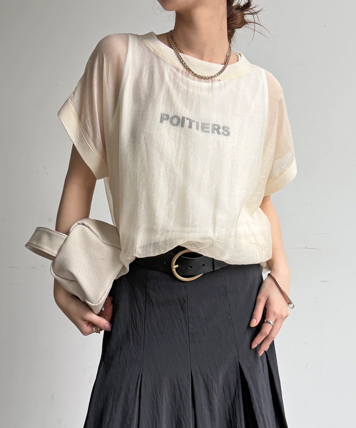 DOUDOU(ドゥドゥ) 【WEB限定】ロゴタンクセット布帛切替ニットプルオーバー