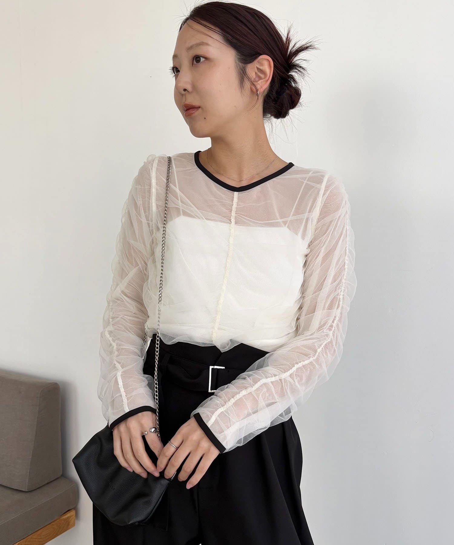 CAPRICIEUX LE'MAGE(カプリシュレマージュ) チュールギャザーブラウス