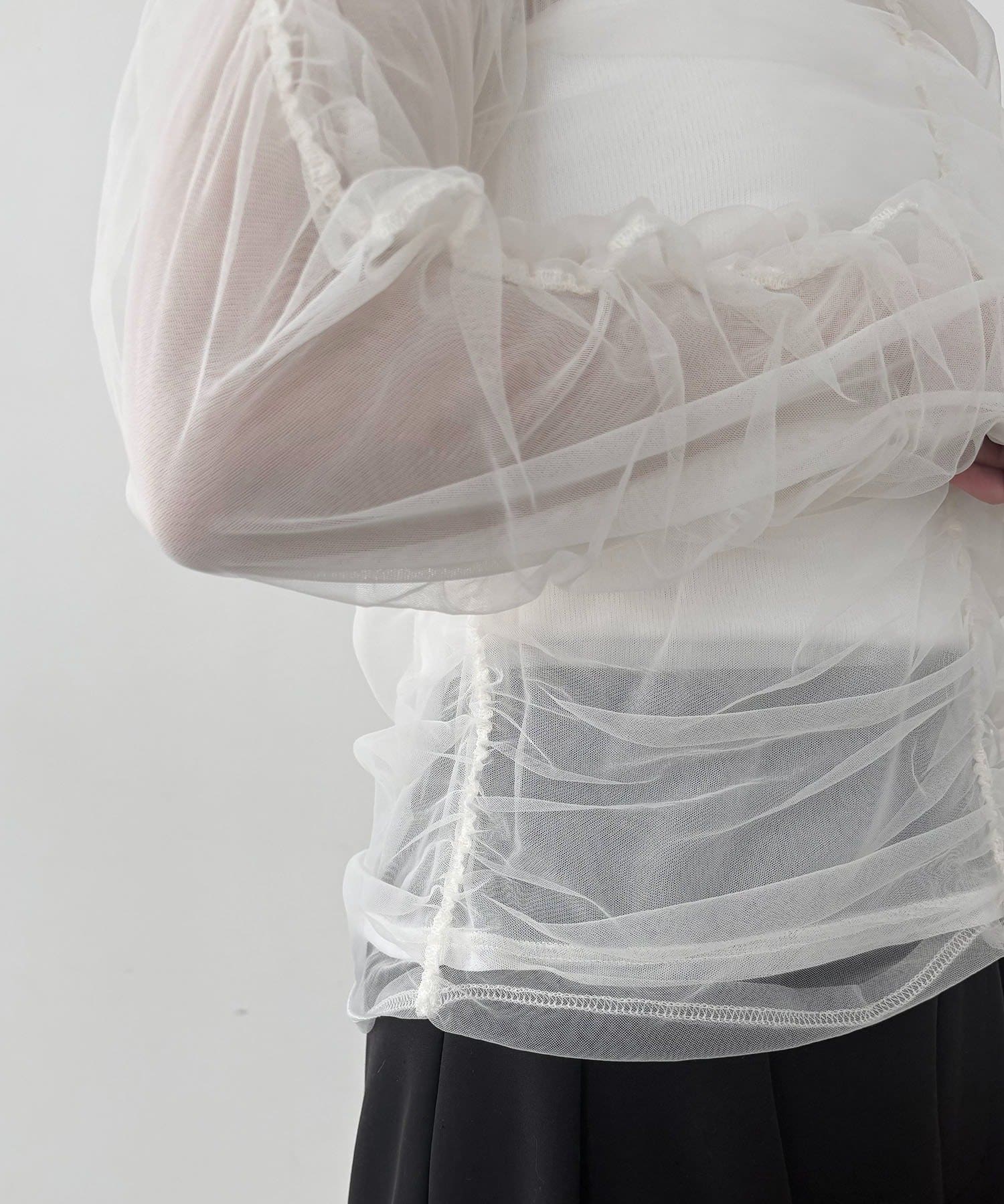 CAPRICIEUX LE'MAGE(カプリシュレマージュ) チュールギャザーブラウス