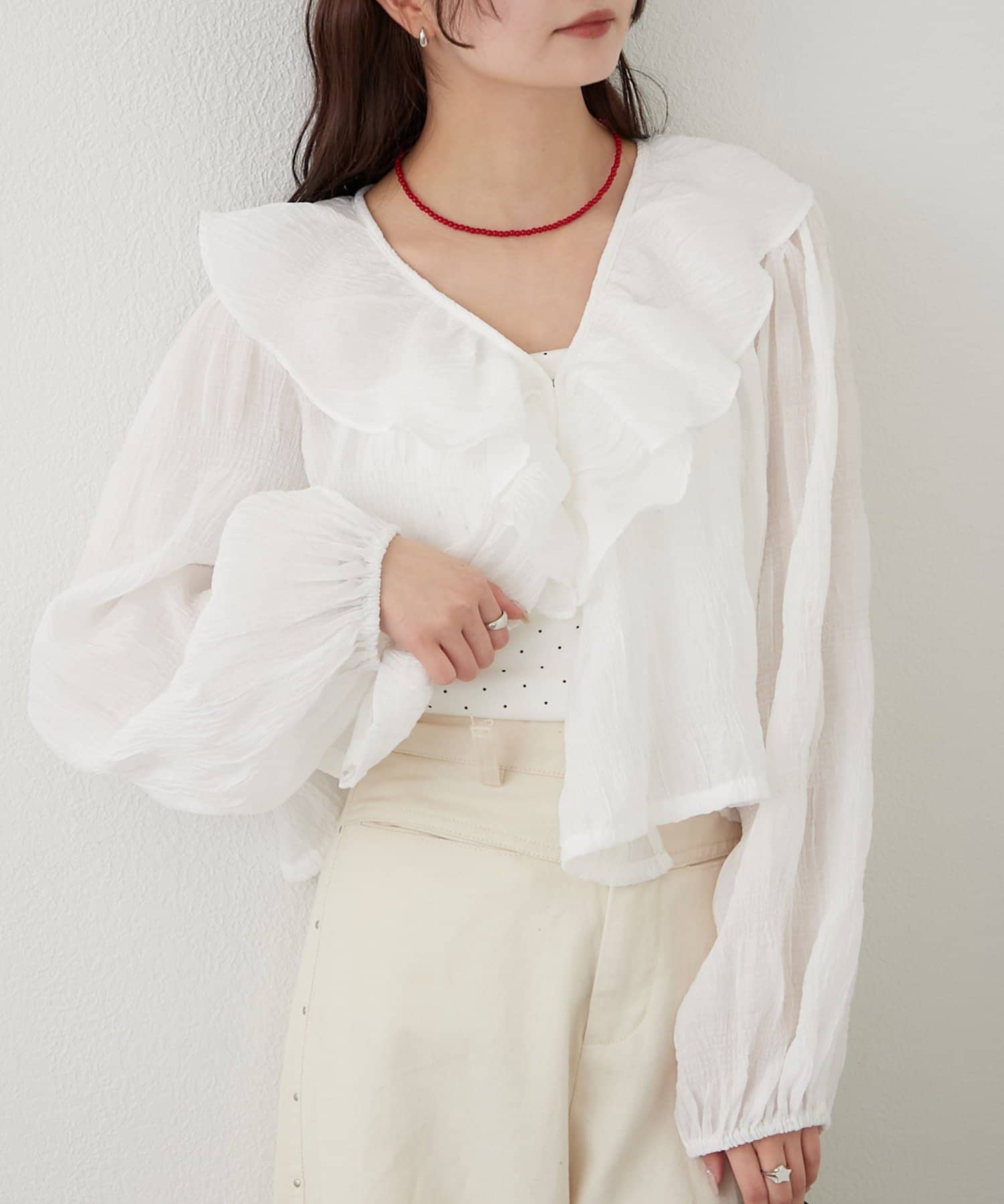 mystic(ミスティック) フリルカシュクールブラウス