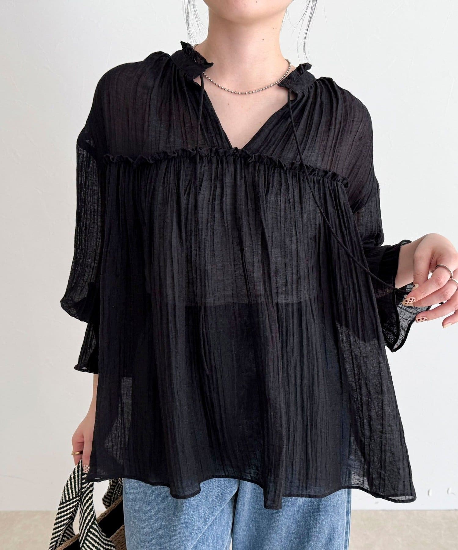 FREDY & GLOSTER(フレディ アンド グロスター) LINEN混シアー楊柳ブラウス