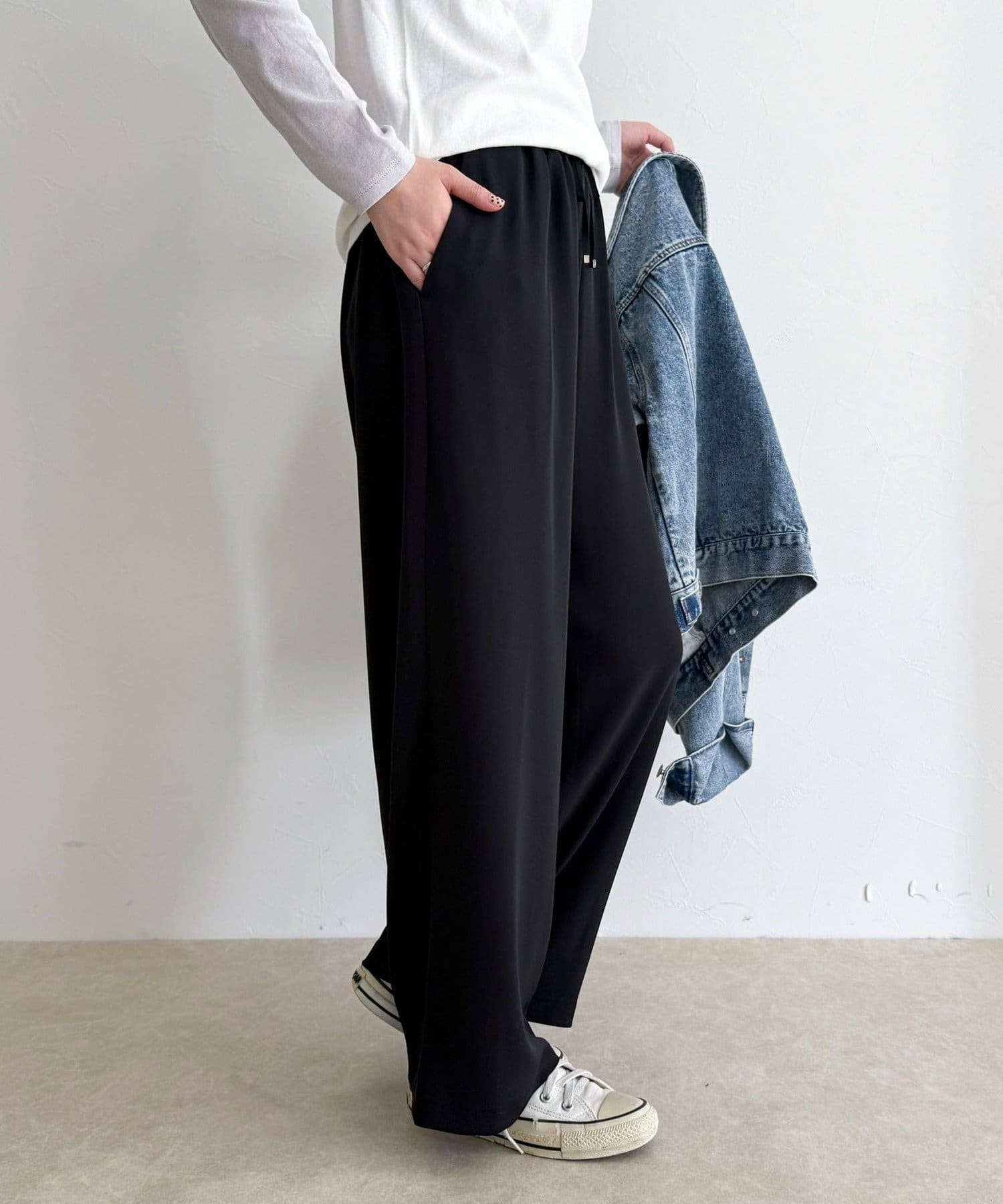 FREDY & GLOSTER(フレディ アンド グロスター) 【4サイズ展開/リピーター続出！】とろみツイルストレートイージーパンツ