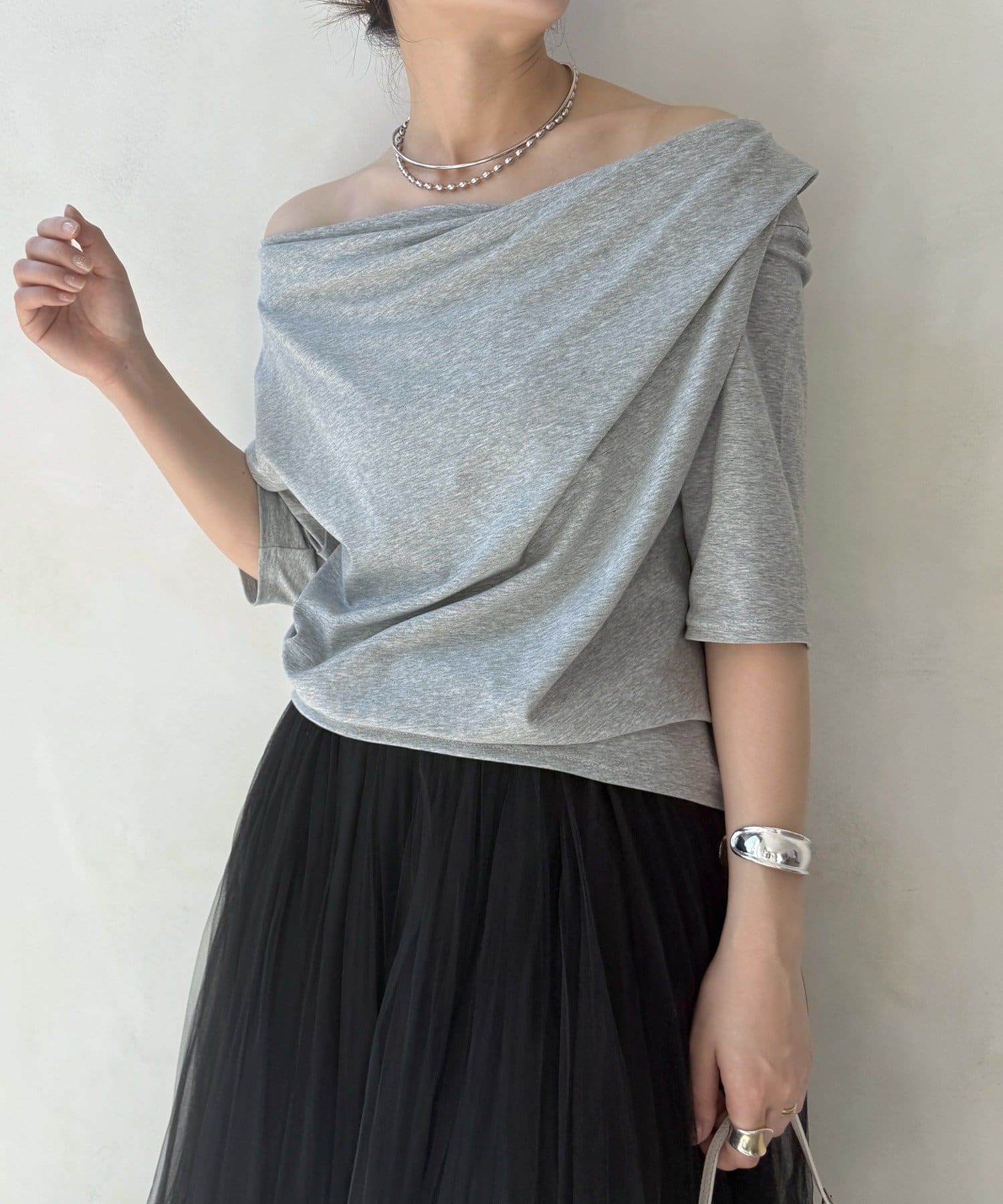 DOUDOU(ドゥドゥ) 2WAYドレープTEE