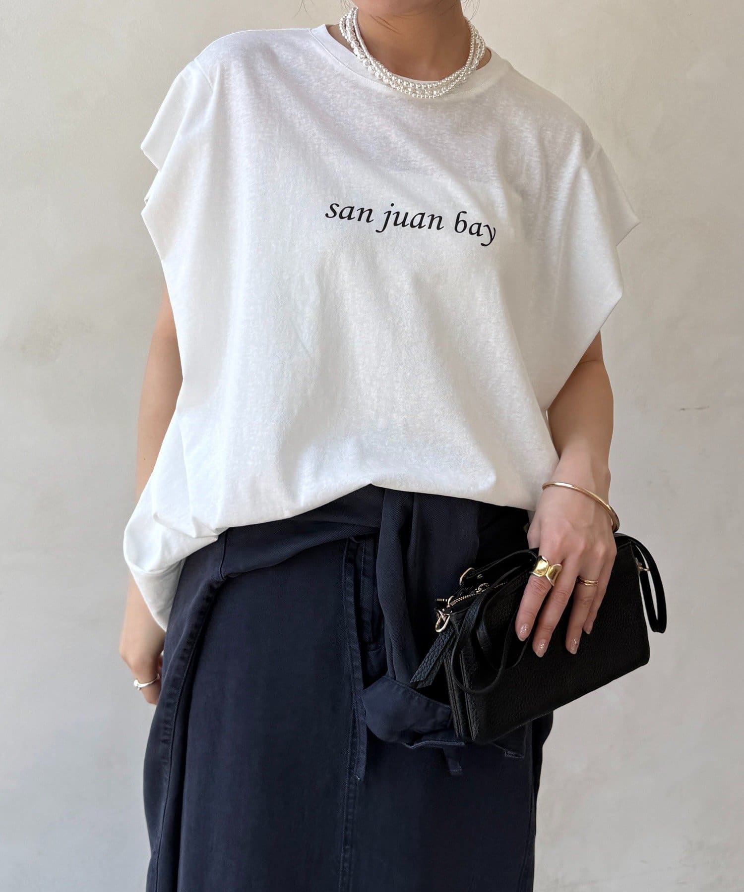 DOUDOU(ドゥドゥ) 裾ドロストチュニックロゴTEE