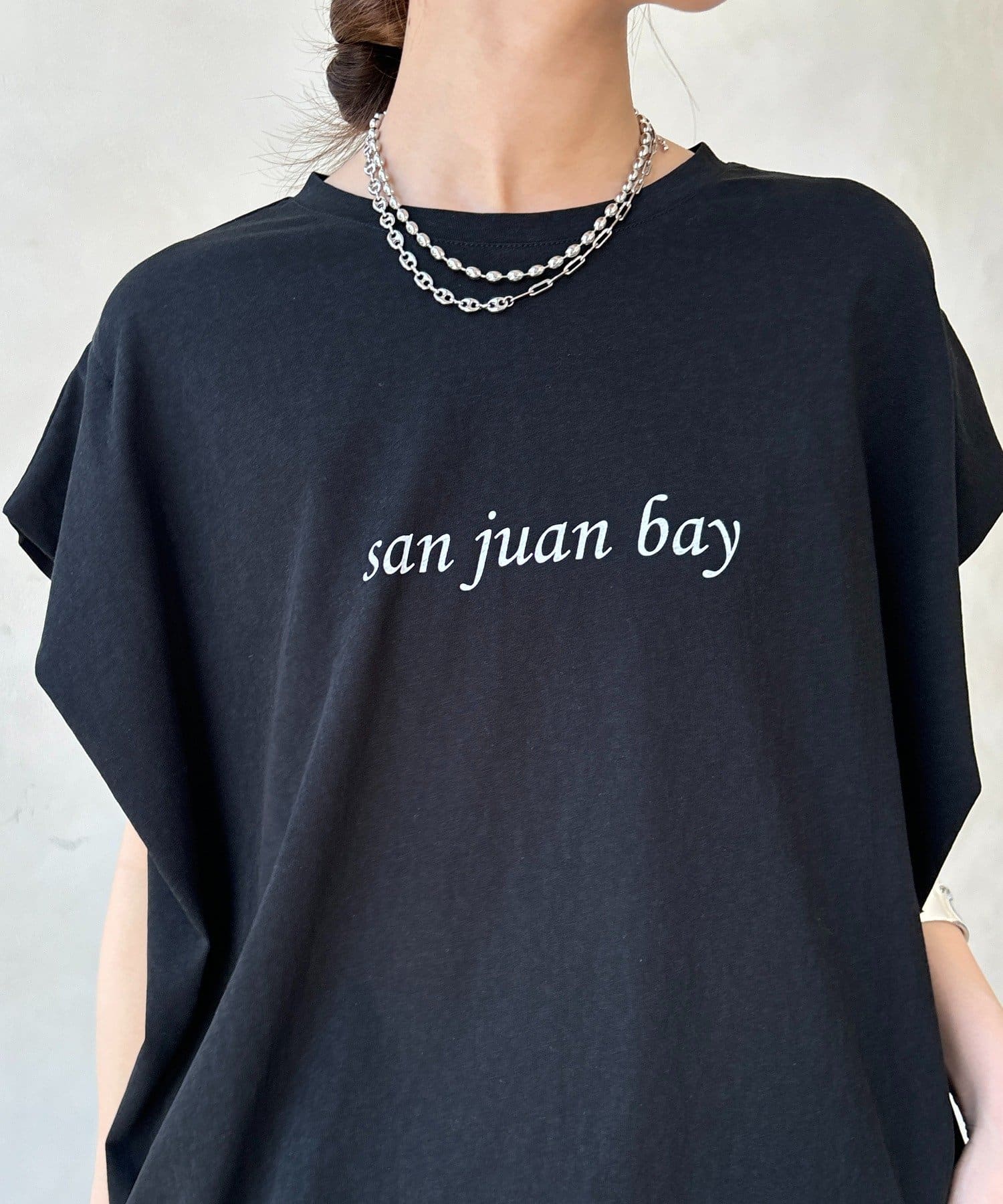 DOUDOU(ドゥドゥ) 裾ドロストチュニックロゴTEE