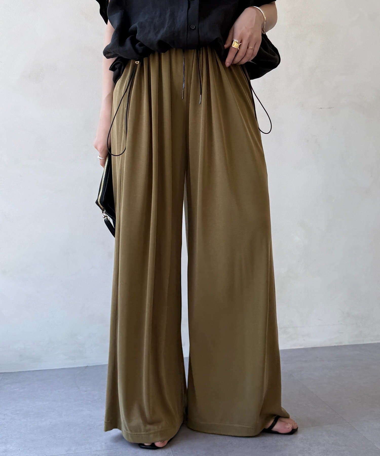 DOUDOU(ドゥドゥ) レーヨンカットワイドパンツ