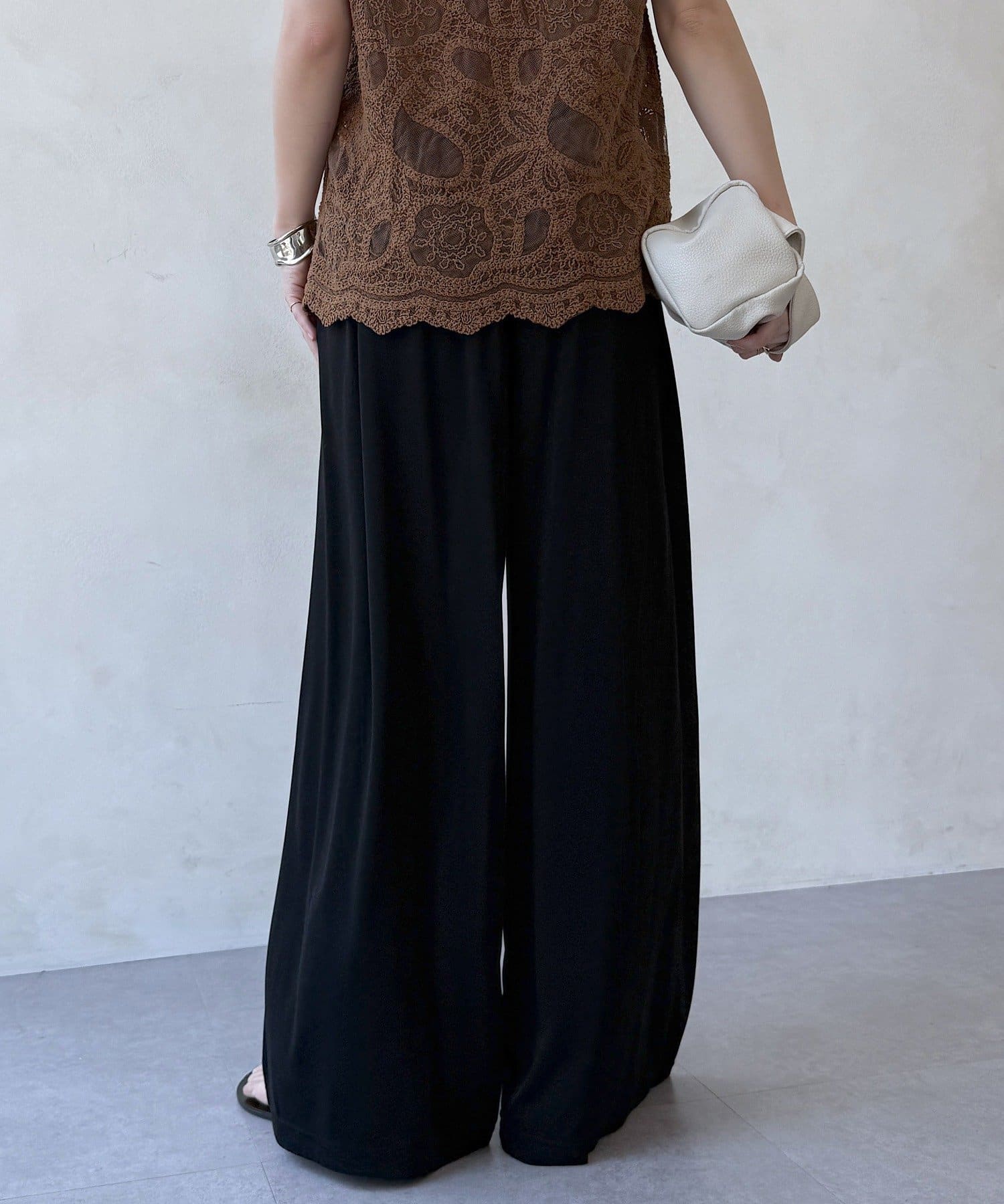 DOUDOU(ドゥドゥ) レーヨンカットワイドパンツ