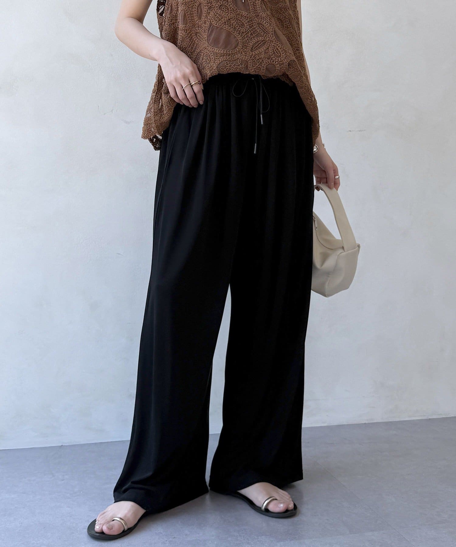 DOUDOU(ドゥドゥ) レーヨンカットワイドパンツ