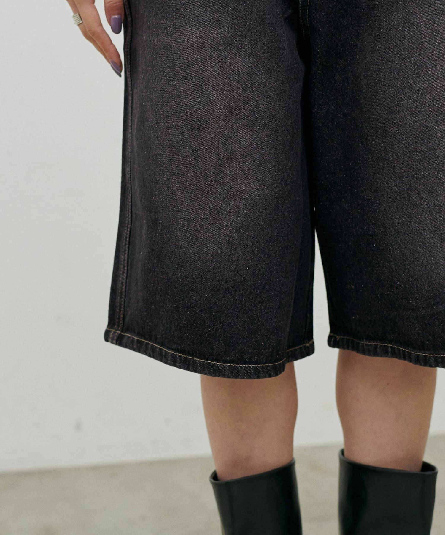 LARUTA(ラルータ) デニムタックハーフパンツ