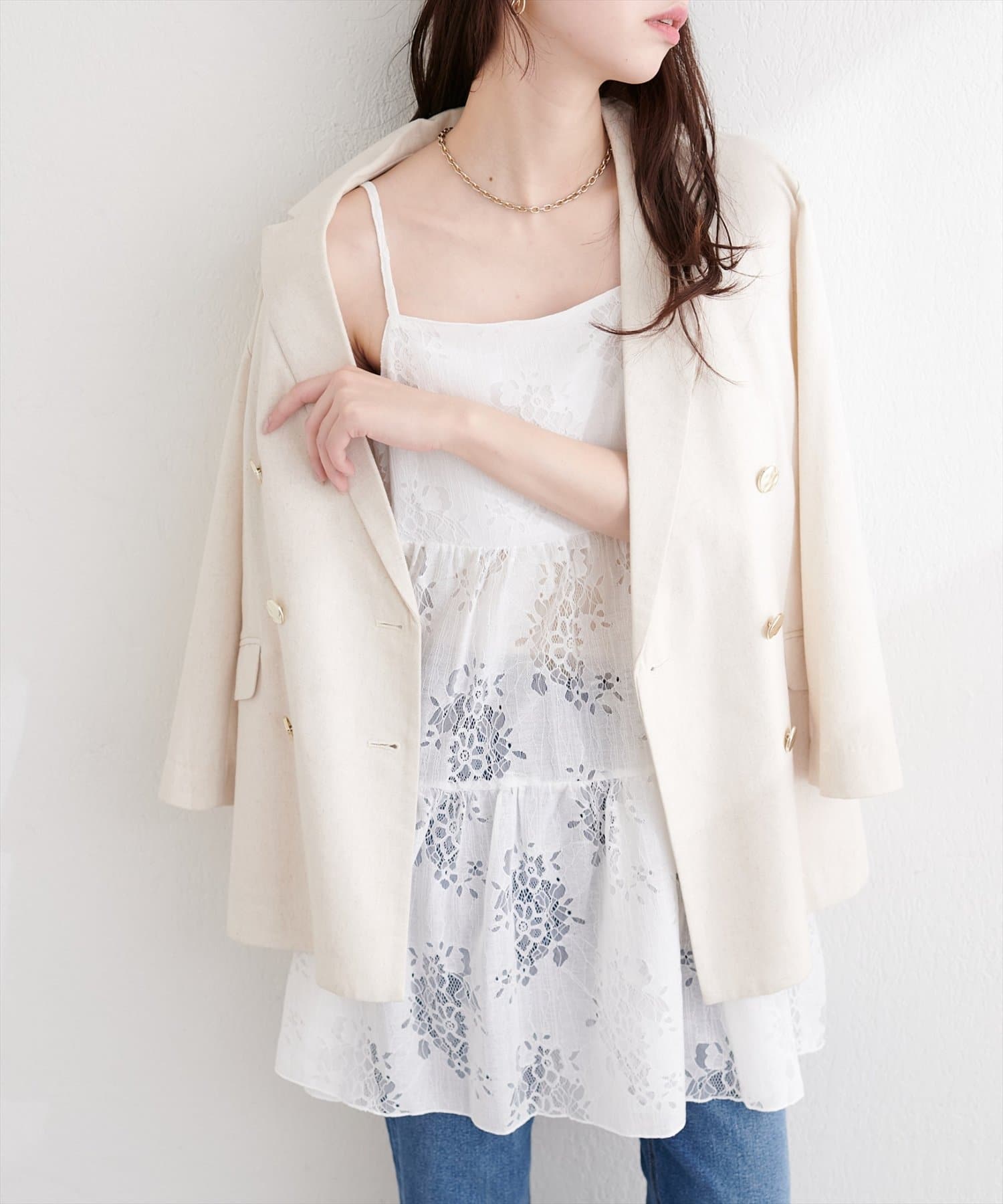 natural couture(ナチュラルクチュール) フラワーレースキャミチュニック