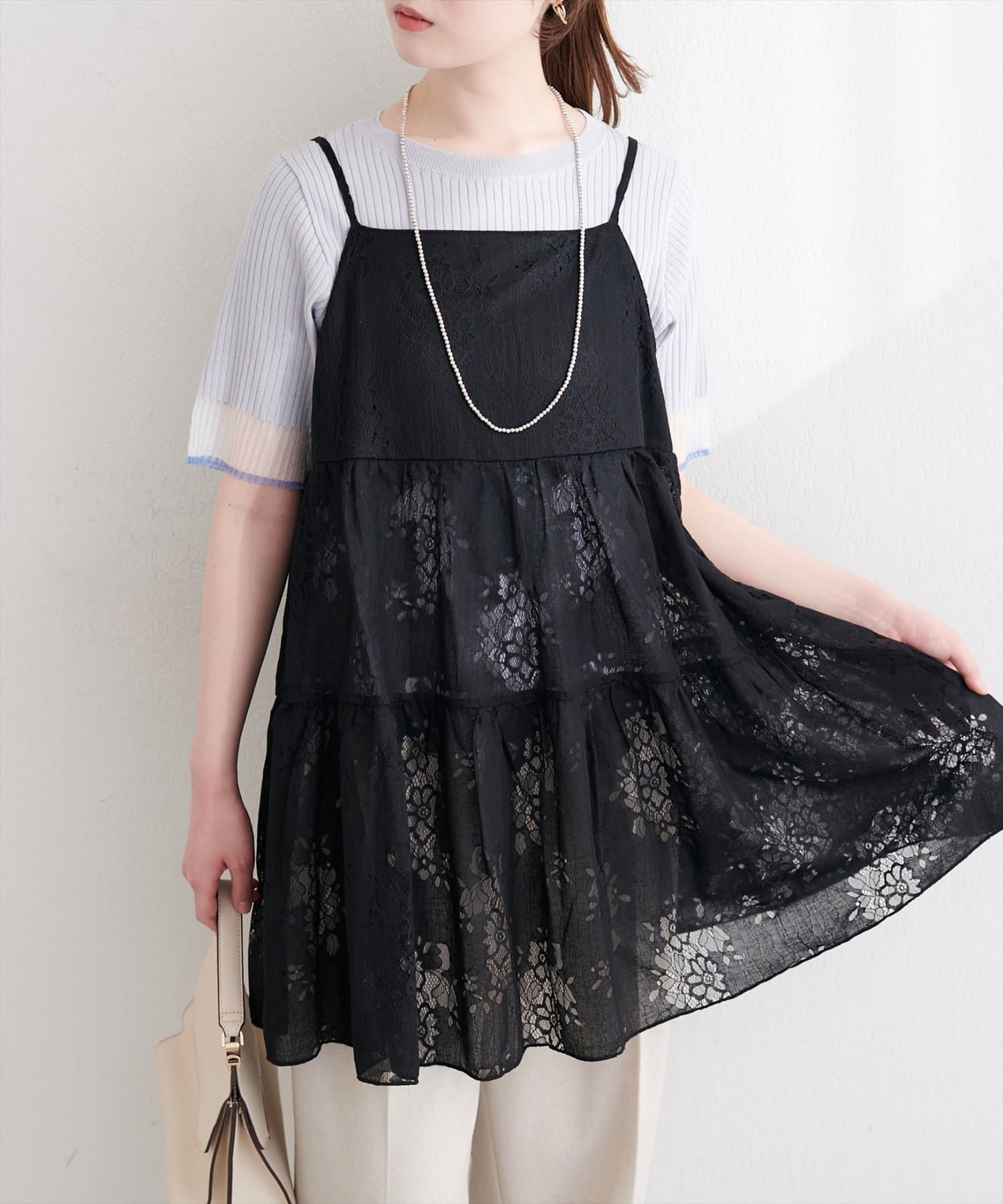 natural couture(ナチュラルクチュール) フラワーレースキャミチュニック