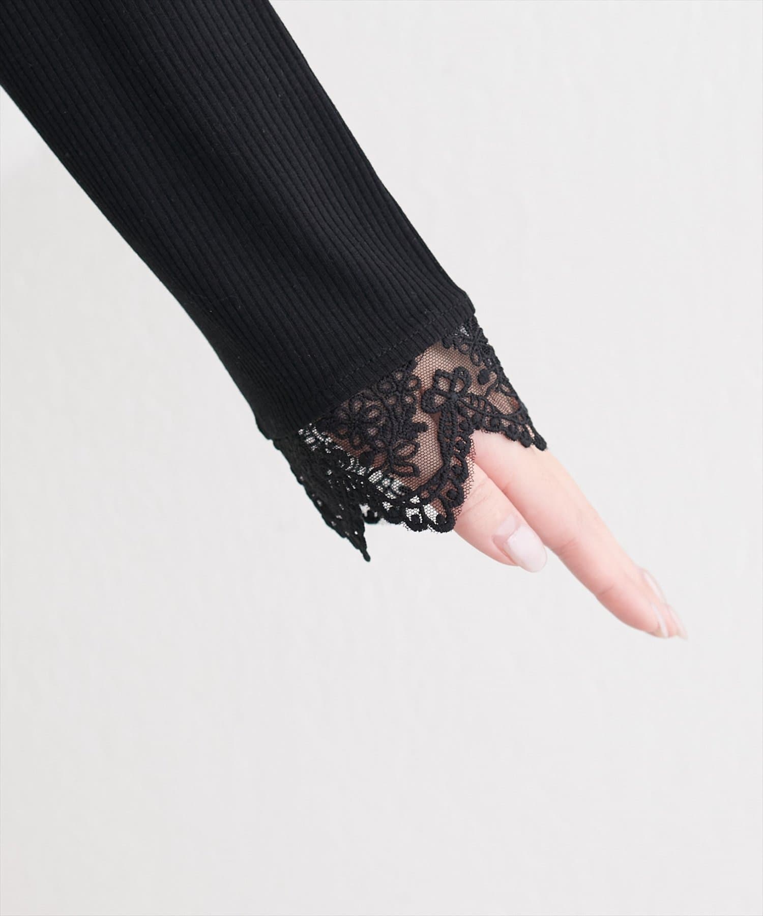 natural couture(ナチュラルクチュール) チュールレース付きテレコプルオーバー