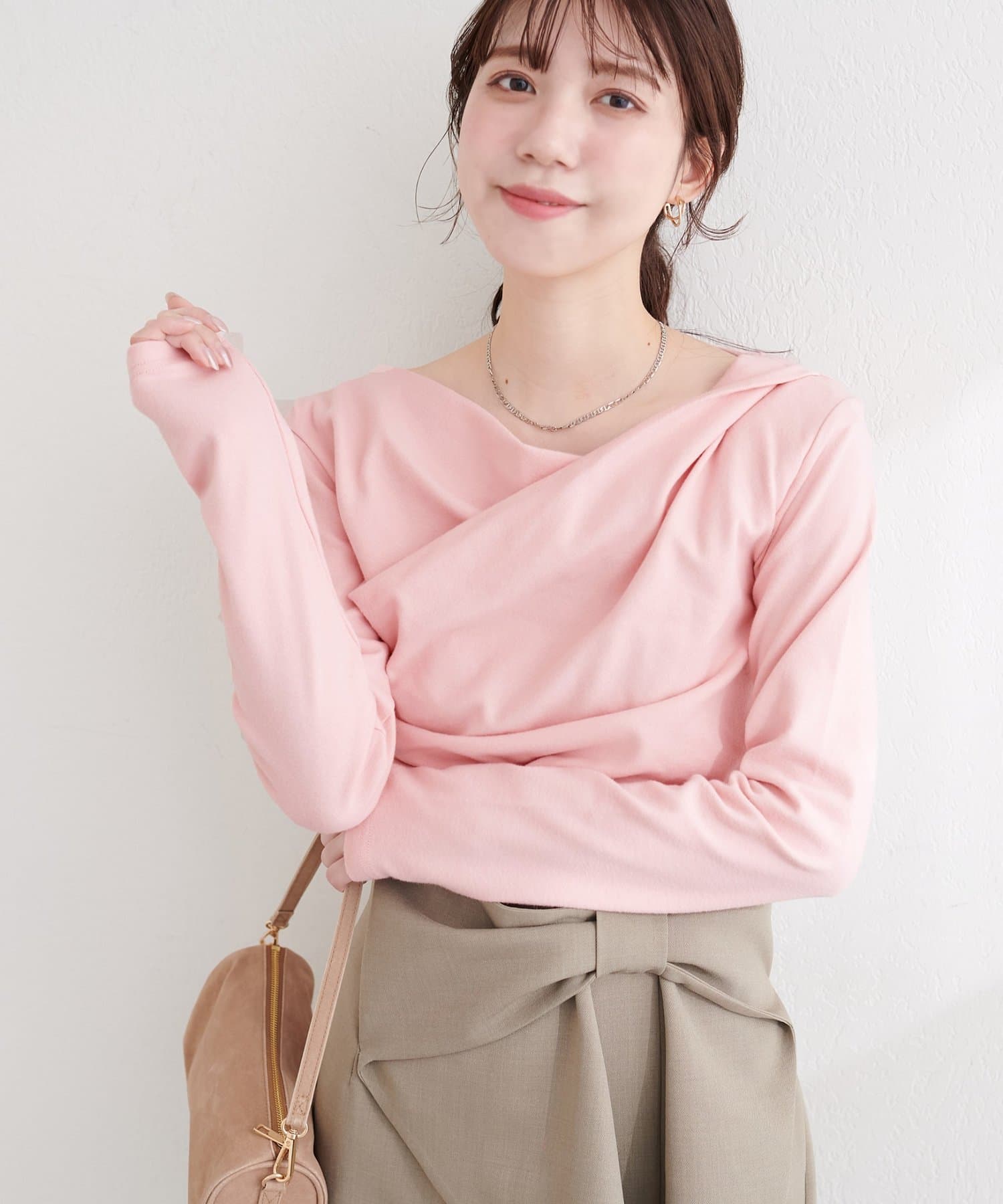 natural couture(ナチュラルクチュール) スムース天竺ドレーププルオーバー