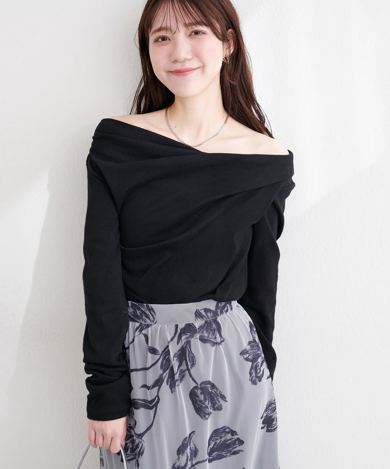 natural couture(ナチュラルクチュール) スムース天竺ドレーププルオーバー