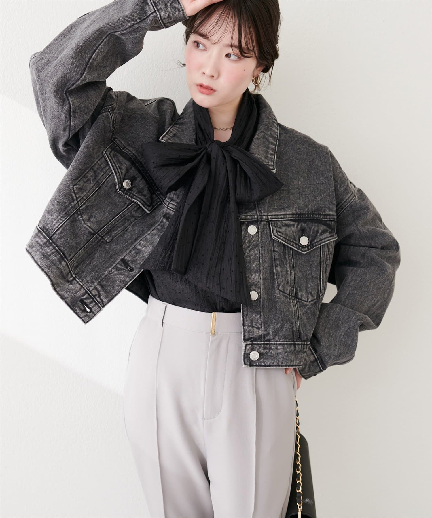 natural couture(ナチュラルクチュール) ショートデニムジャケット