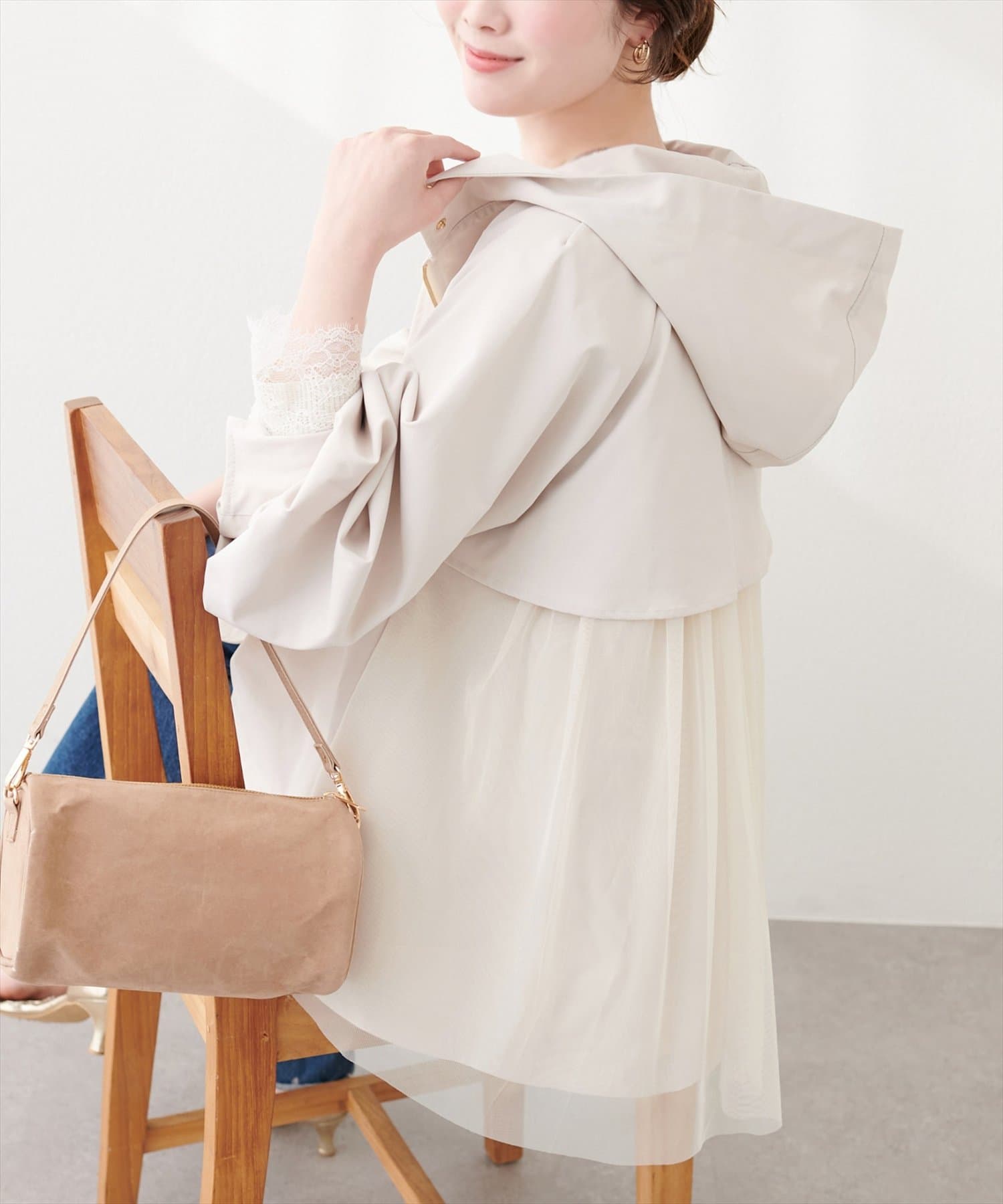 natural couture(ナチュラルクチュール) バックチュールペプラムマウンテンパーカージャケット