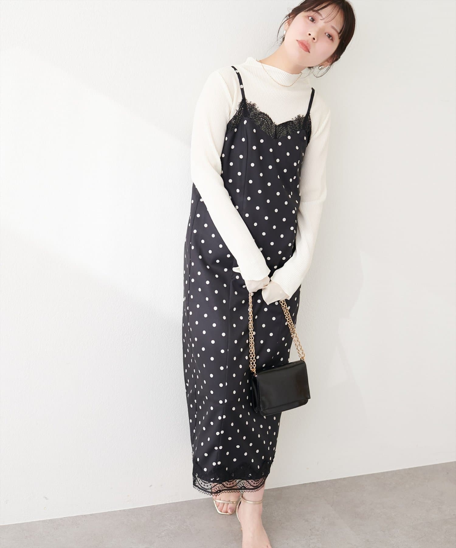 natural couture(ナチュラルクチュール) レーストリムキャミワンピース