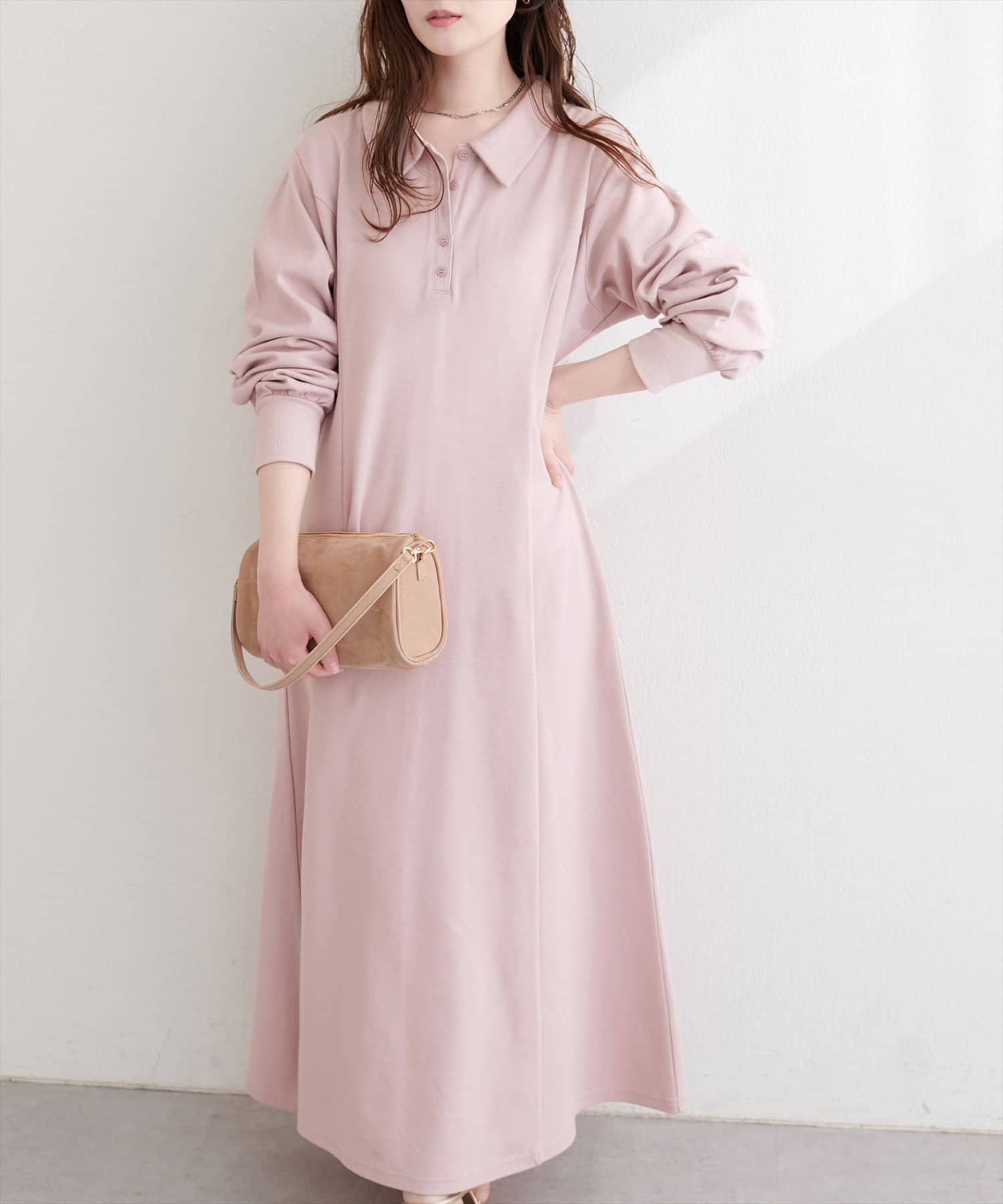 natural couture(ナチュラルクチュール) フレアポロカットソーワンピース