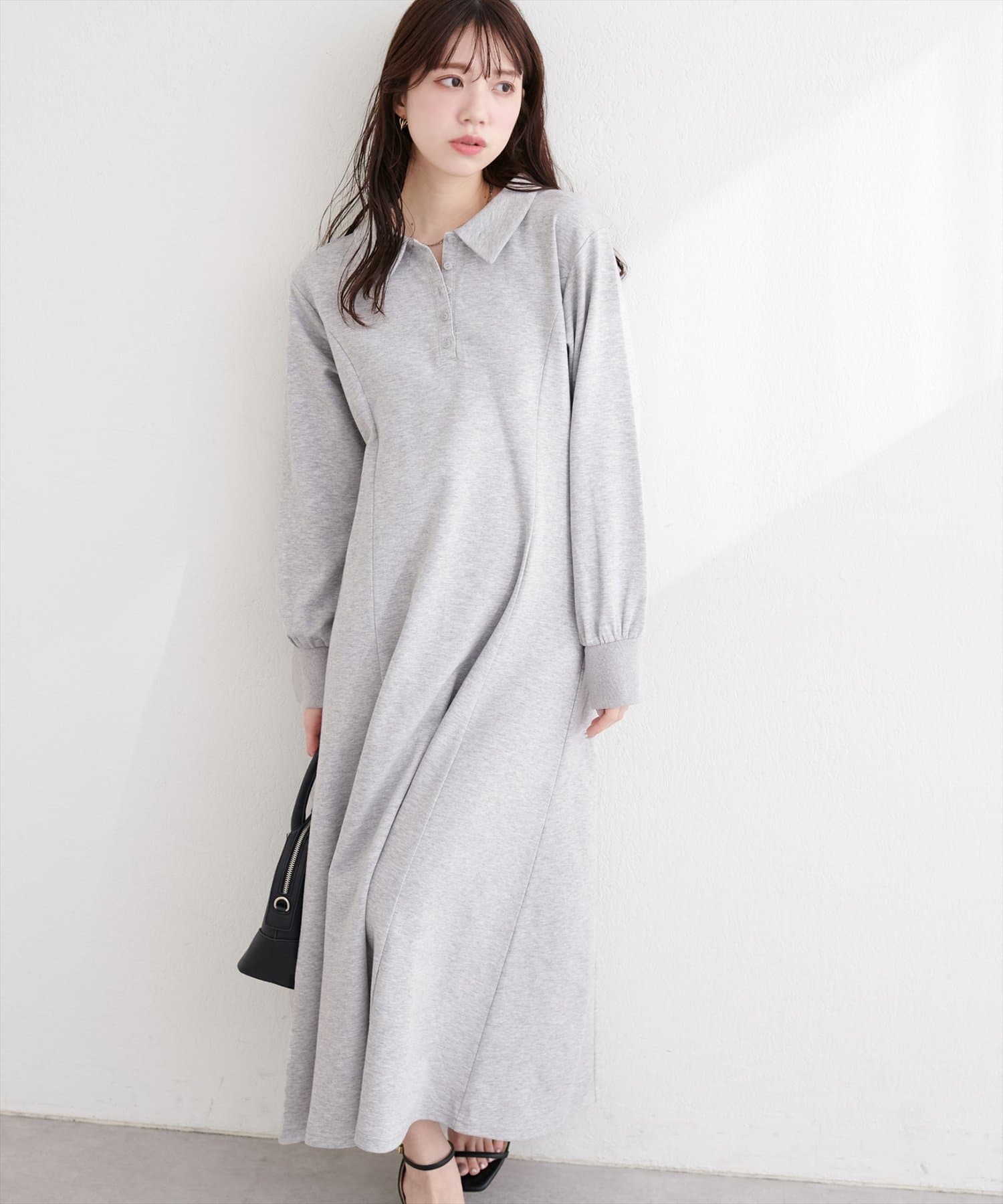 natural couture(ナチュラルクチュール) フレアポロカットソーワンピース