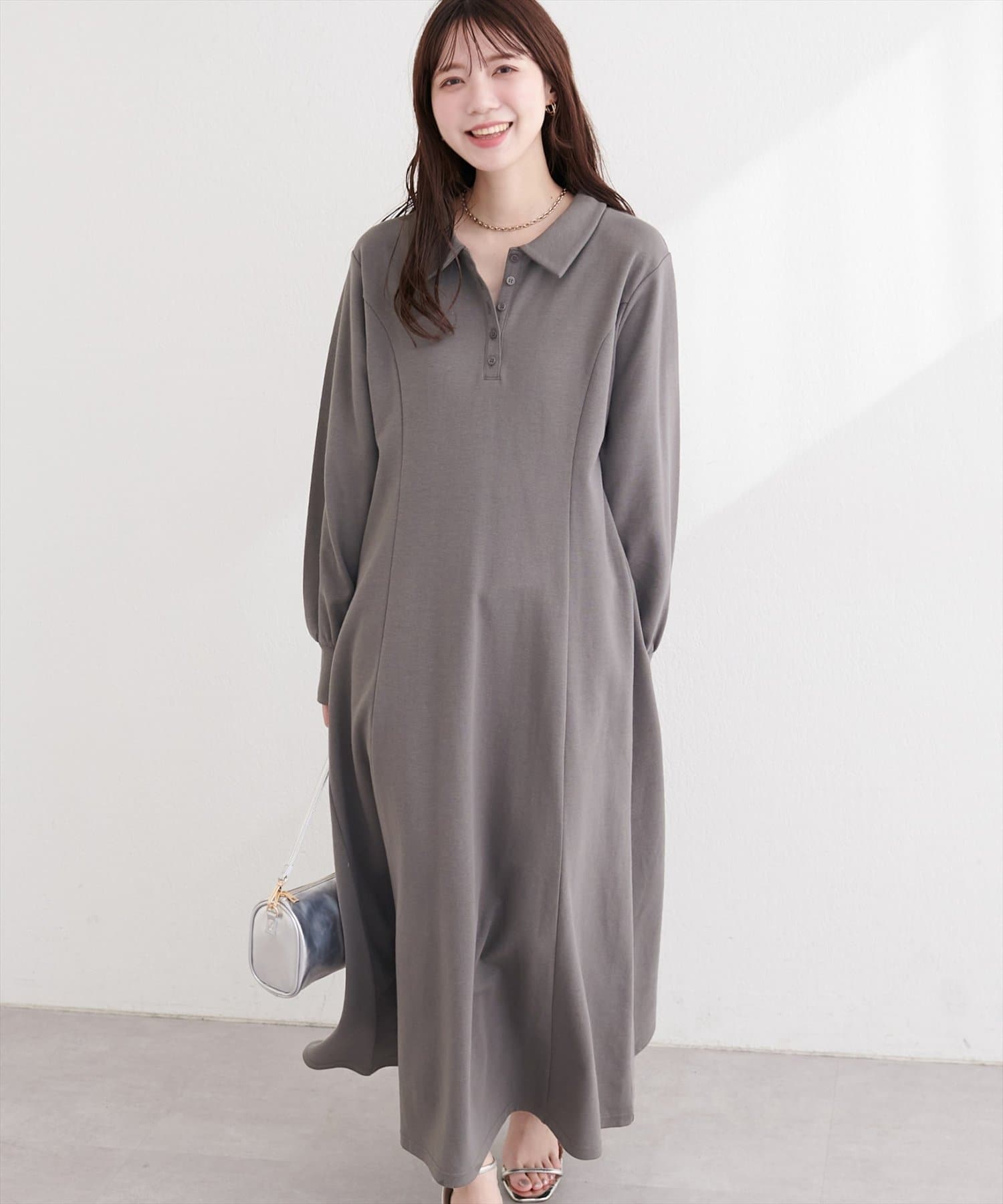 natural couture(ナチュラルクチュール) フレアポロカットソーワンピース