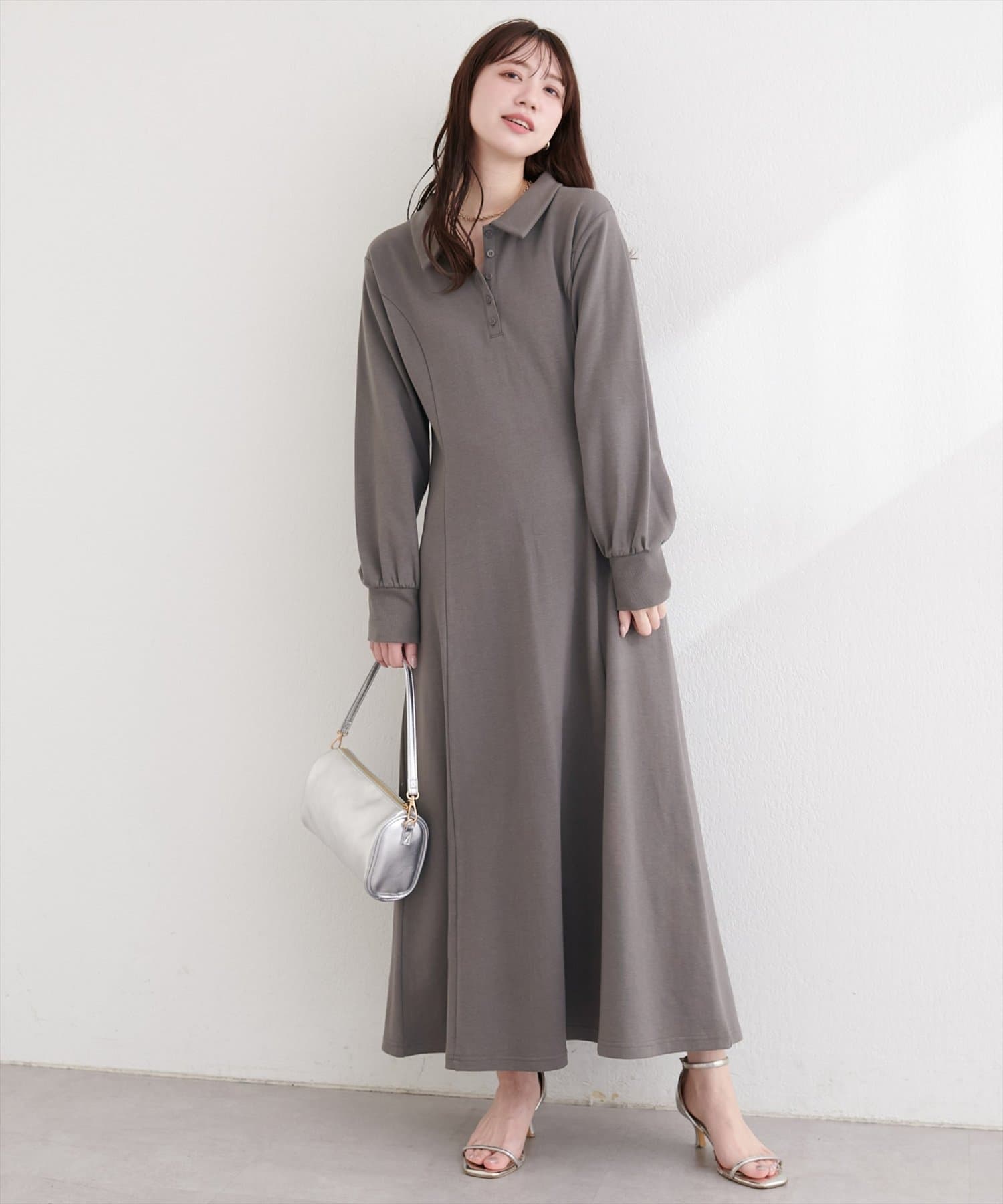 natural couture(ナチュラルクチュール) フレアポロカットソーワンピース