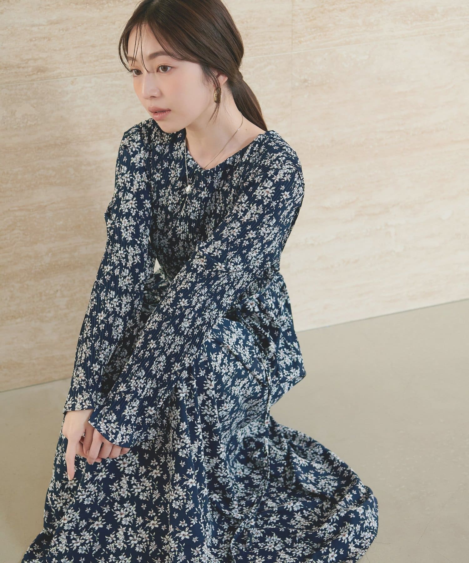 natural couture(ナチュラルクチュール) 〈osono〉ベルト付きプリーツワンピース