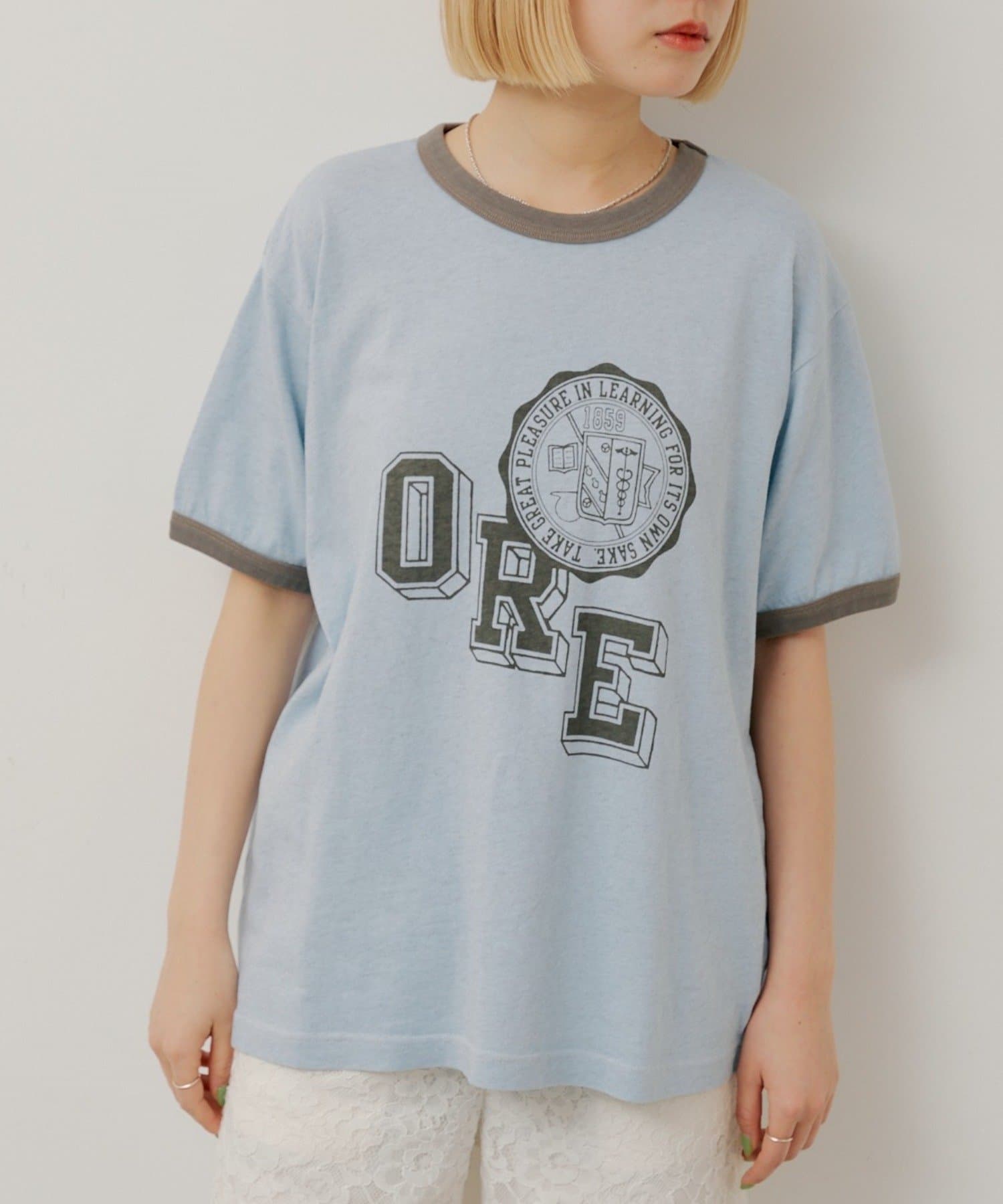 Kastane(カスタネ) 【WHIMSIC/2サイズ展開】オーバーダイ プリントTシャツ