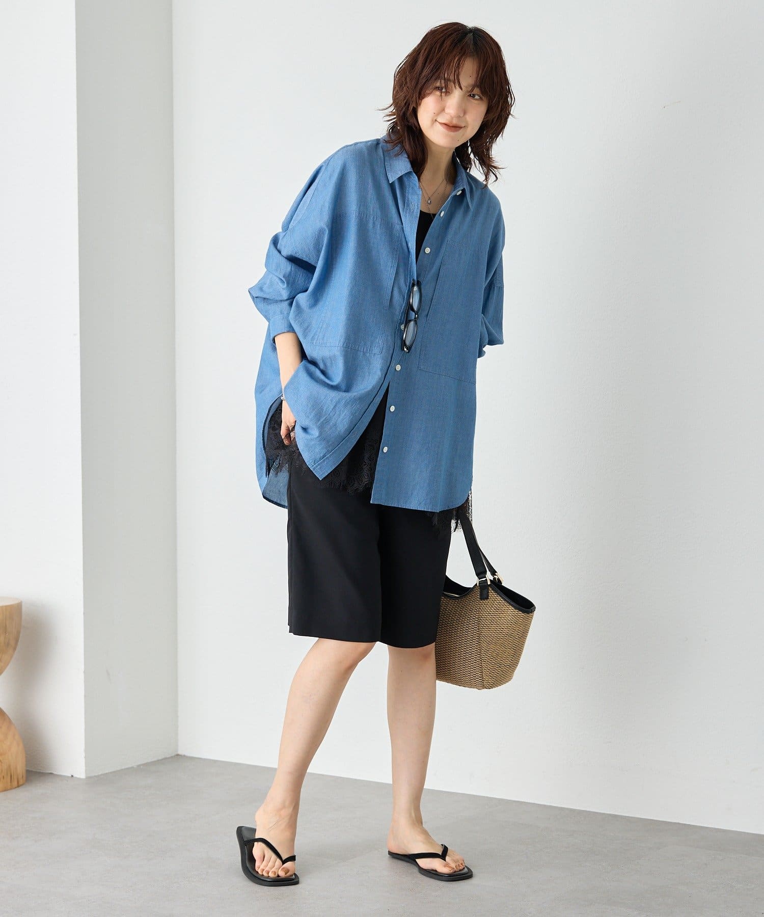 RIVE DROITE(リヴドロワ) 【レース裾で映える】レースヘムタンクトップ