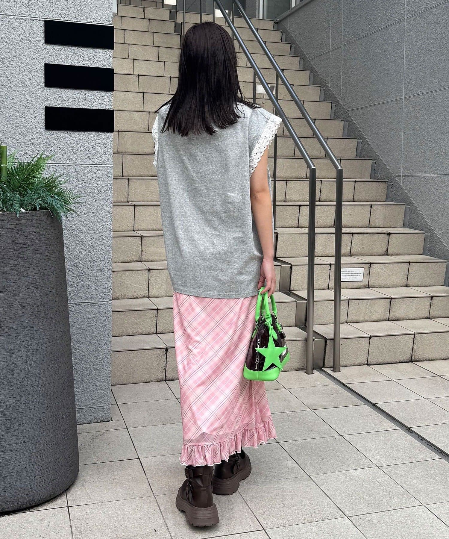 CIAOPANIC(チャオパニック) バイヤスチェックシアーIライン裾フリルスカート