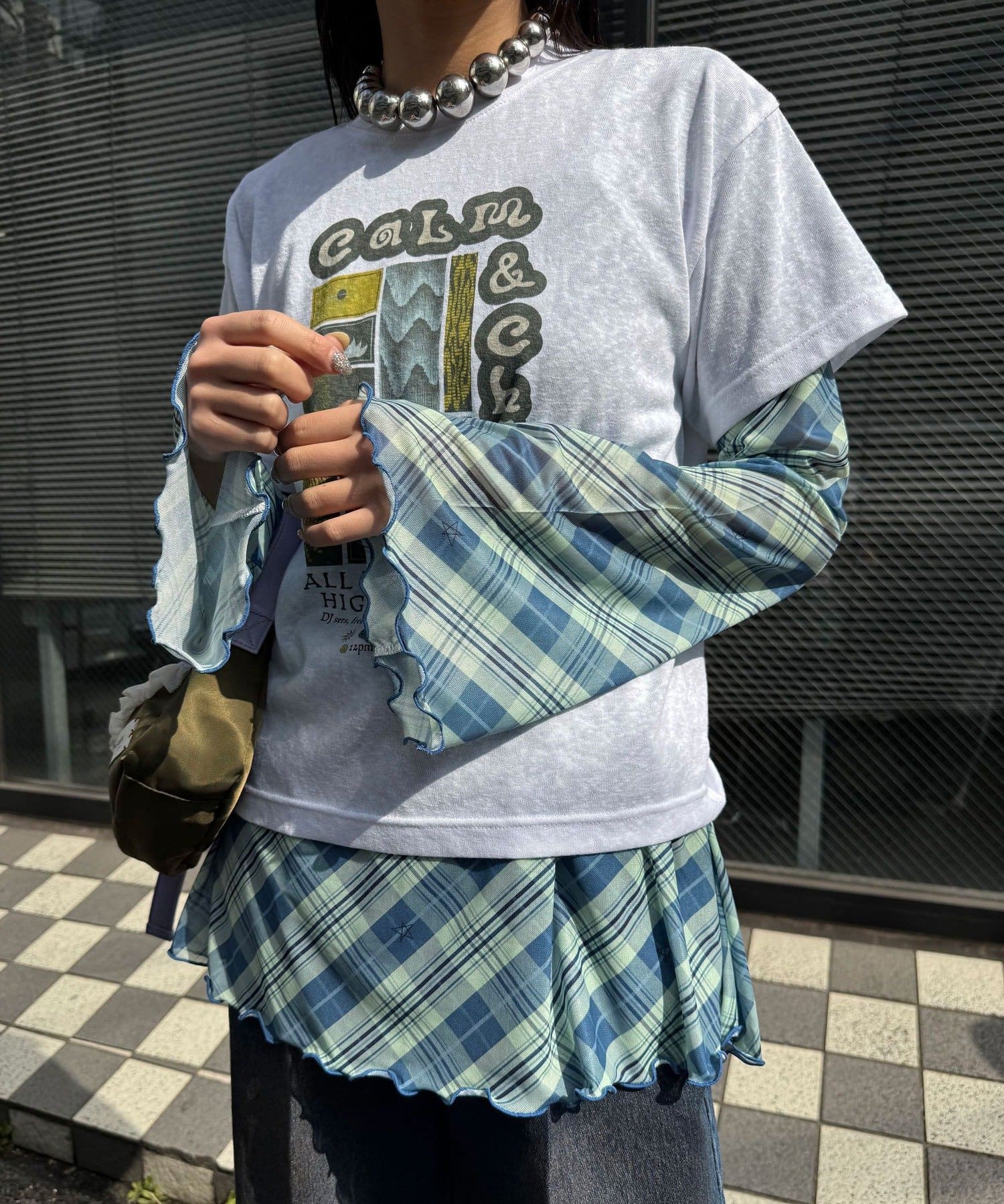 CIAOPANIC(チャオパニック) バイヤスチェックシアーチュニックトップス