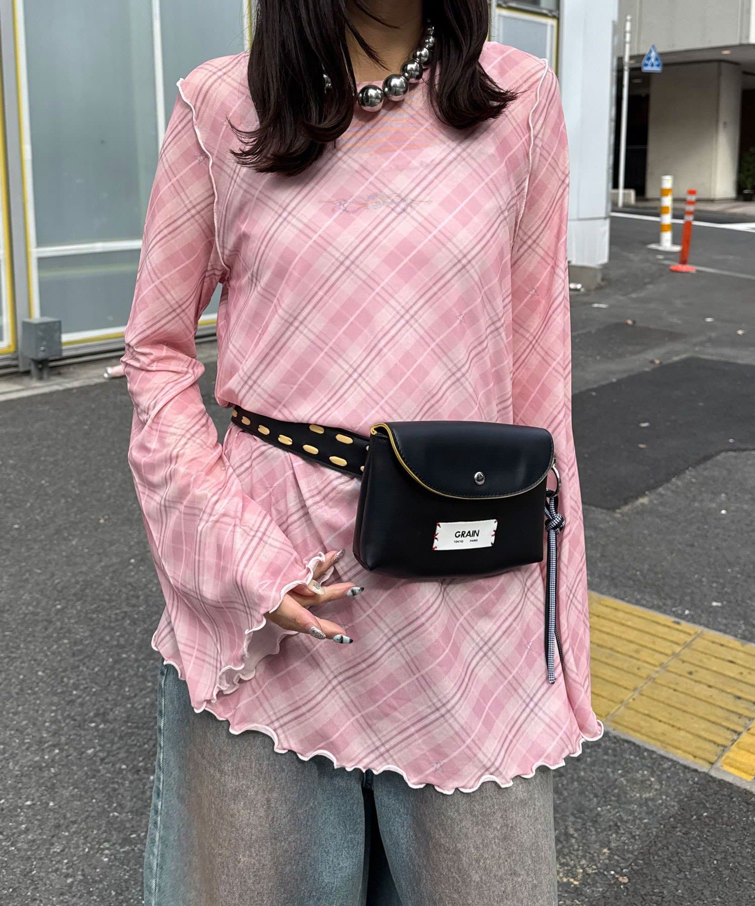 CIAOPANIC(チャオパニック) バイヤスチェックシアーチュニックトップス