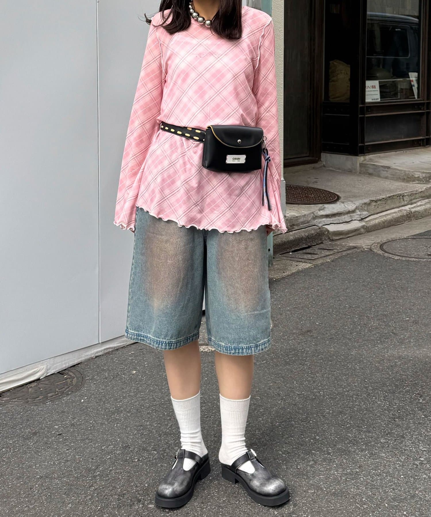 CIAOPANIC(チャオパニック) バイヤスチェックシアーチュニックトップス