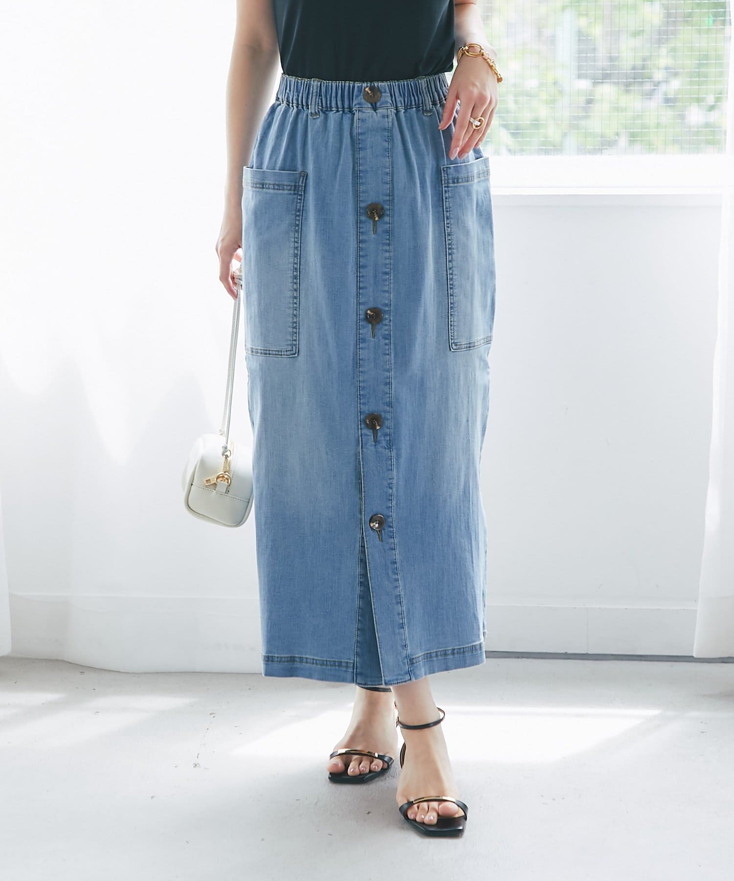 La boutique BonBon(ラブティックボンボン) クールタッチデニムストレッチスカート