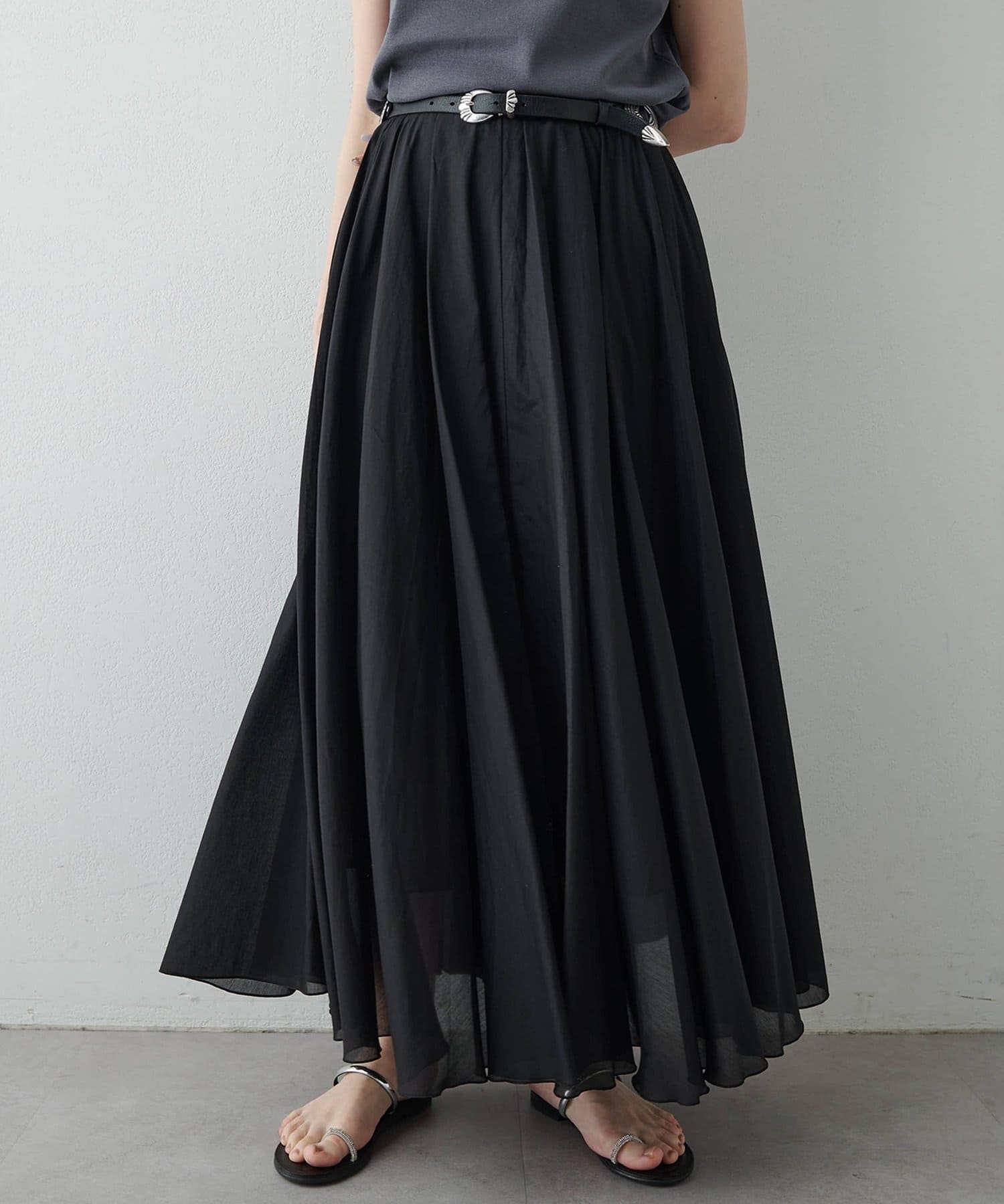 Whim Gazette(ウィム ガゼット) 【WEB＆一部店舗限定カラーあり】コットンシルクフレアスカート