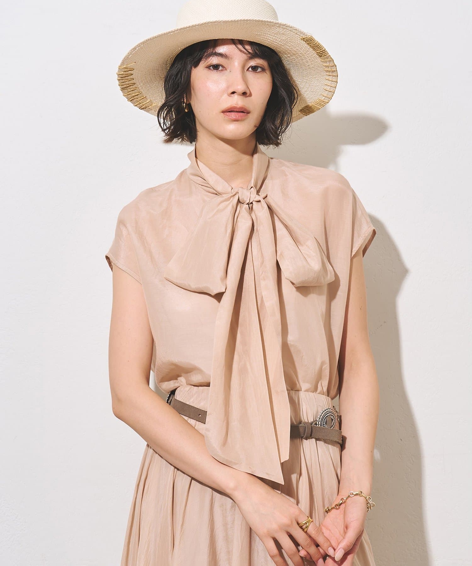 Whim Gazette(ウィム ガゼット) 【WEB＆一部店舗限定カラーあり】コットンシルクボウブラウス