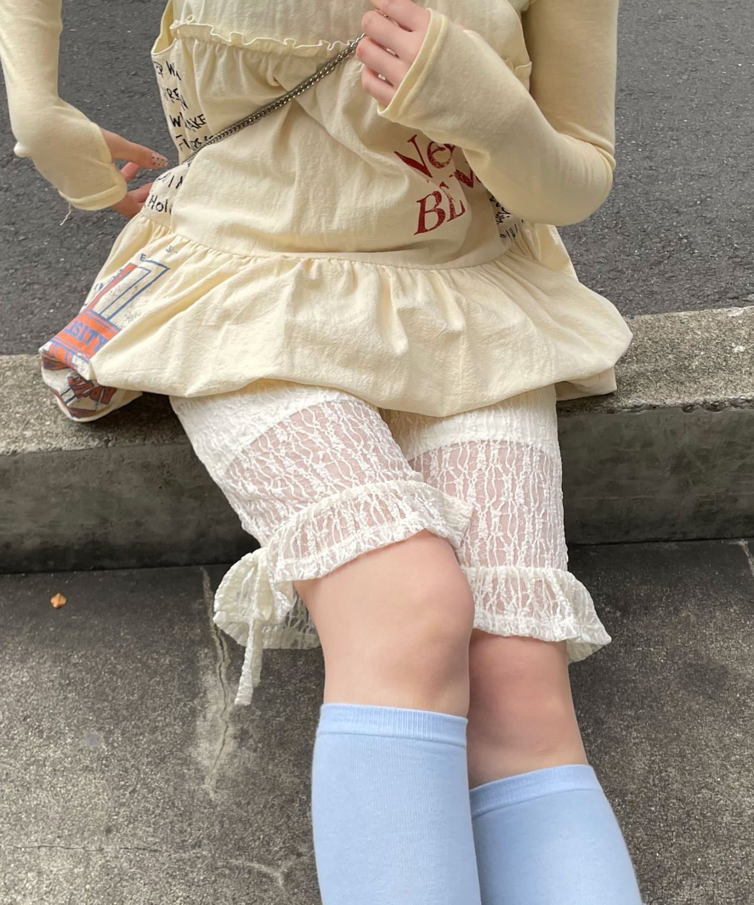 CIAOPANIC(チャオパニック) 裾フリルレースバイカーショーツ