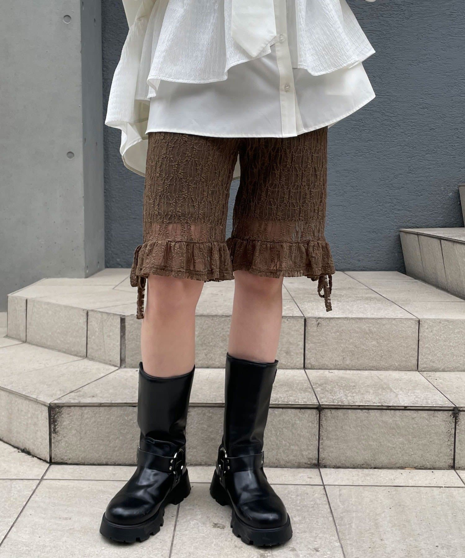 CIAOPANIC(チャオパニック) 裾フリルレースバイカーショーツ