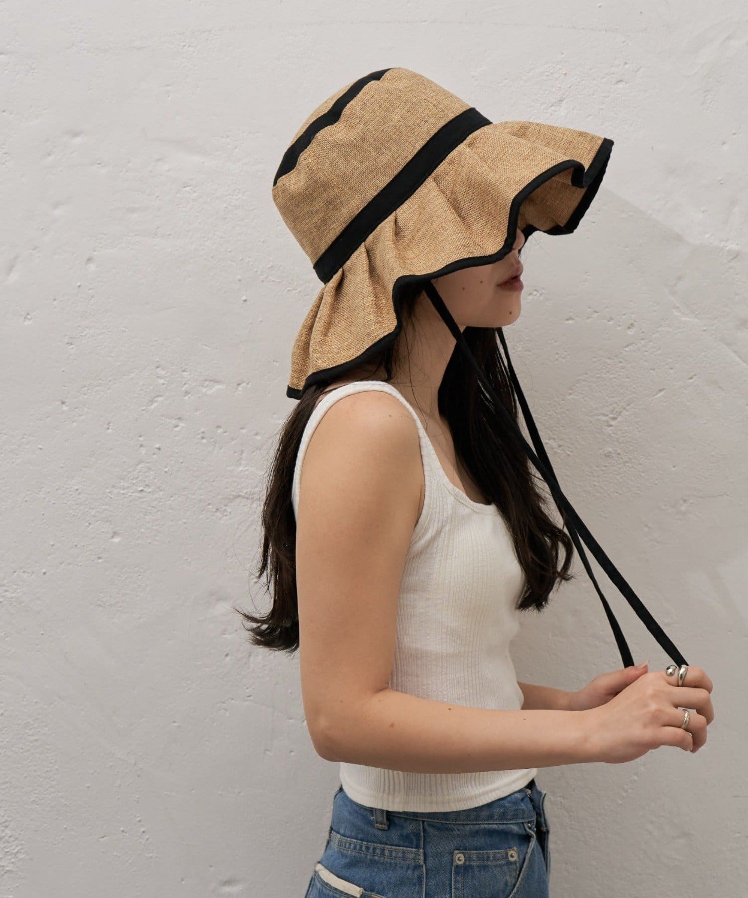 CIAOPANIC TYPY(チャオパニックティピー) :【UV対応】柔らか配色たためるジュートフリルハット