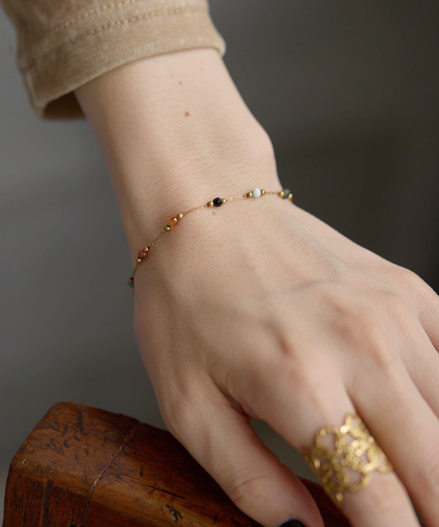 OUTLET(アウトレット) 【ear PAPILLONNER】ブラウンストーンブレスレット