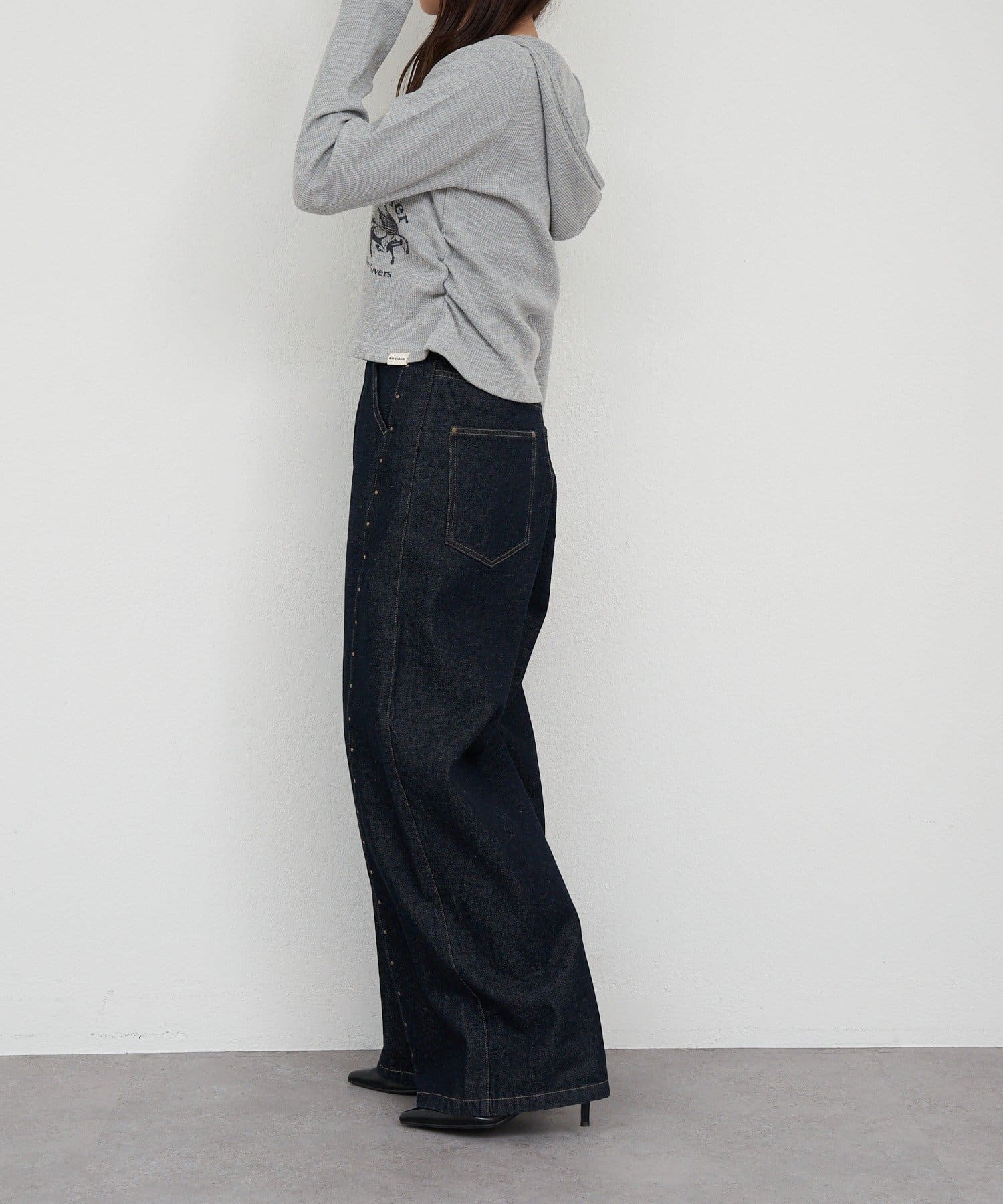 OUTLET(アウトレット) 【RAY CASSIN】プリントワッフルフードTシャツ