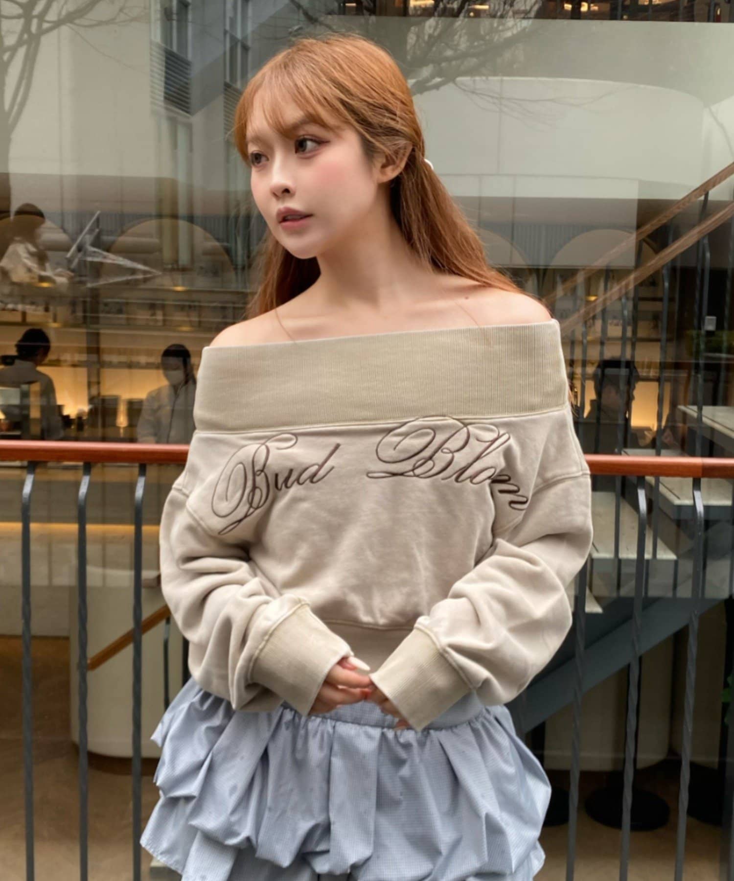 OUTLET(アウトレット) 【RAY CASSIN】ピグメントオフショルショートスウェット