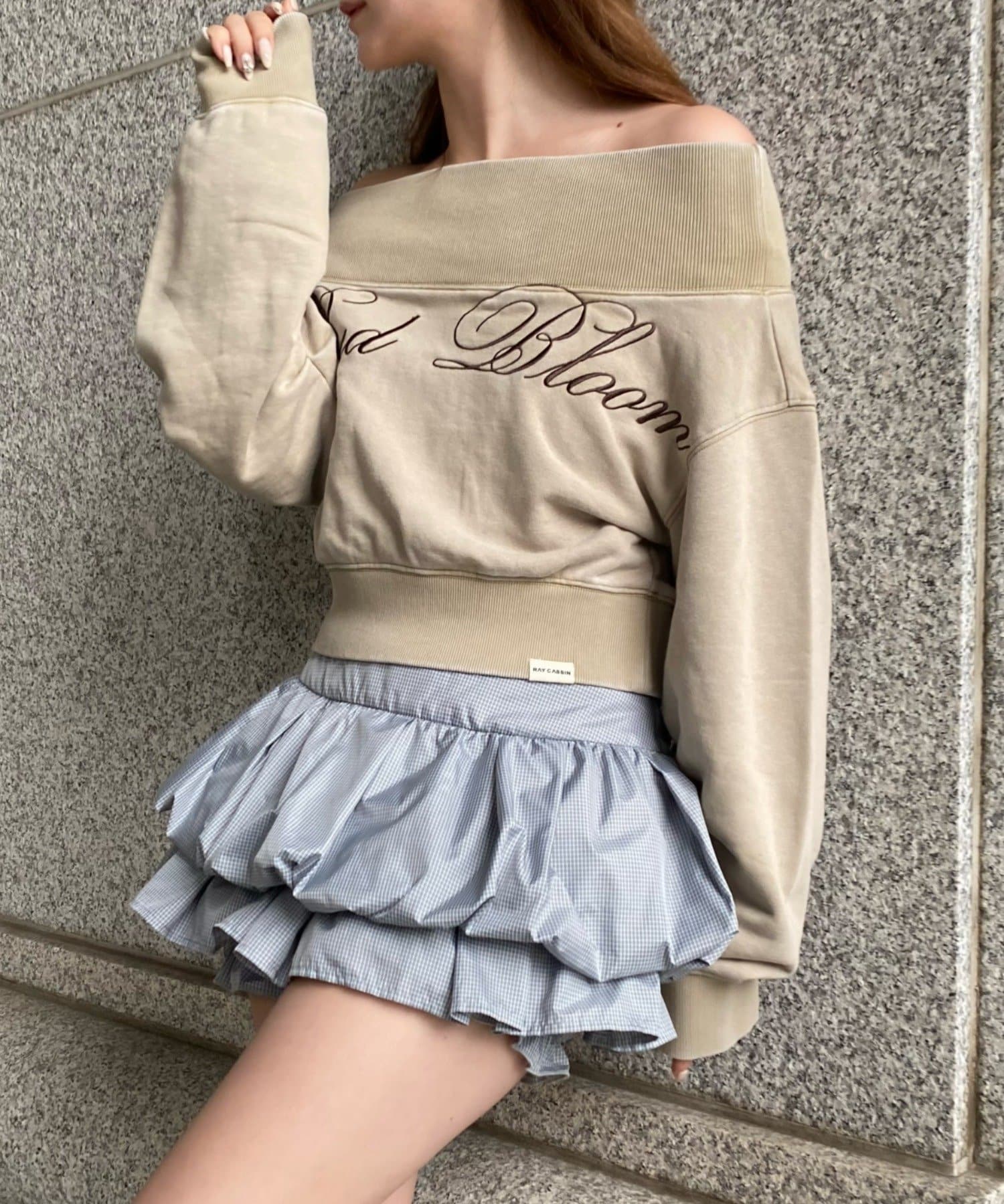 OUTLET(アウトレット) 【RAY CASSIN】ピグメントオフショルショートスウェット