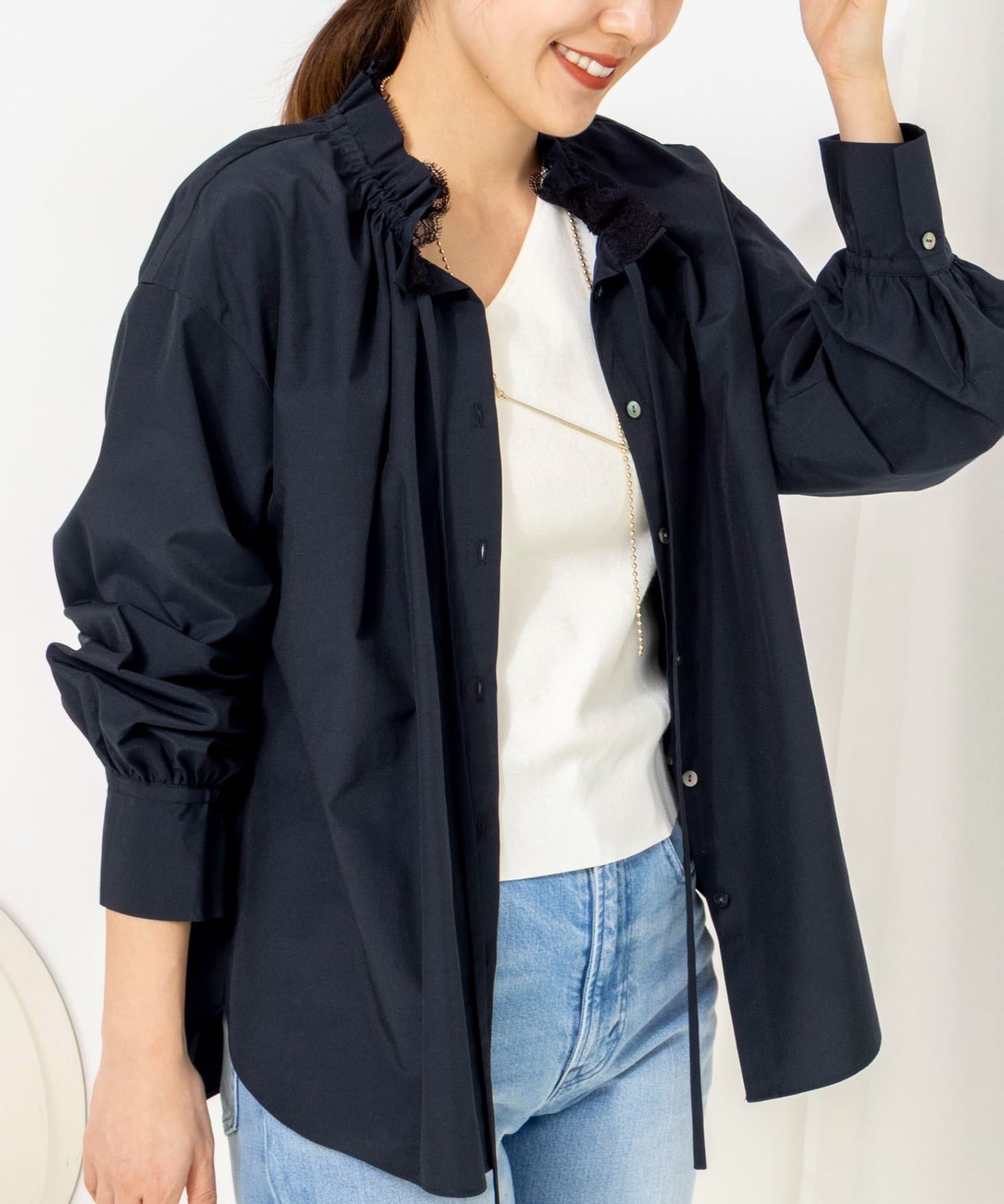 NOLLEY'S(ノーリーズ) ウォッシャブルフリル襟ブラウス