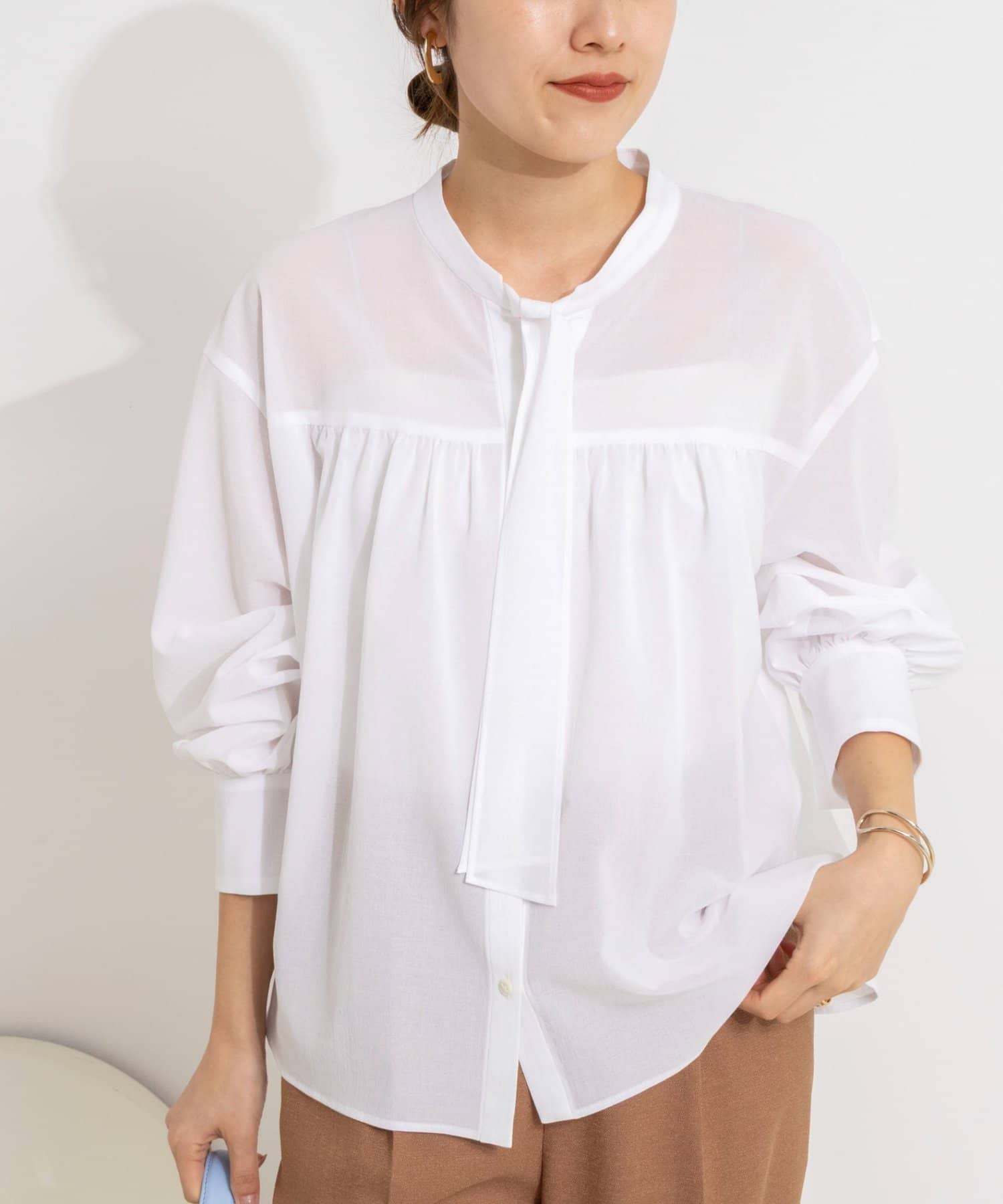 NOLLEY'S(ノーリーズ) ウォッシャブル100/2ガスボイルボウタイブラウス