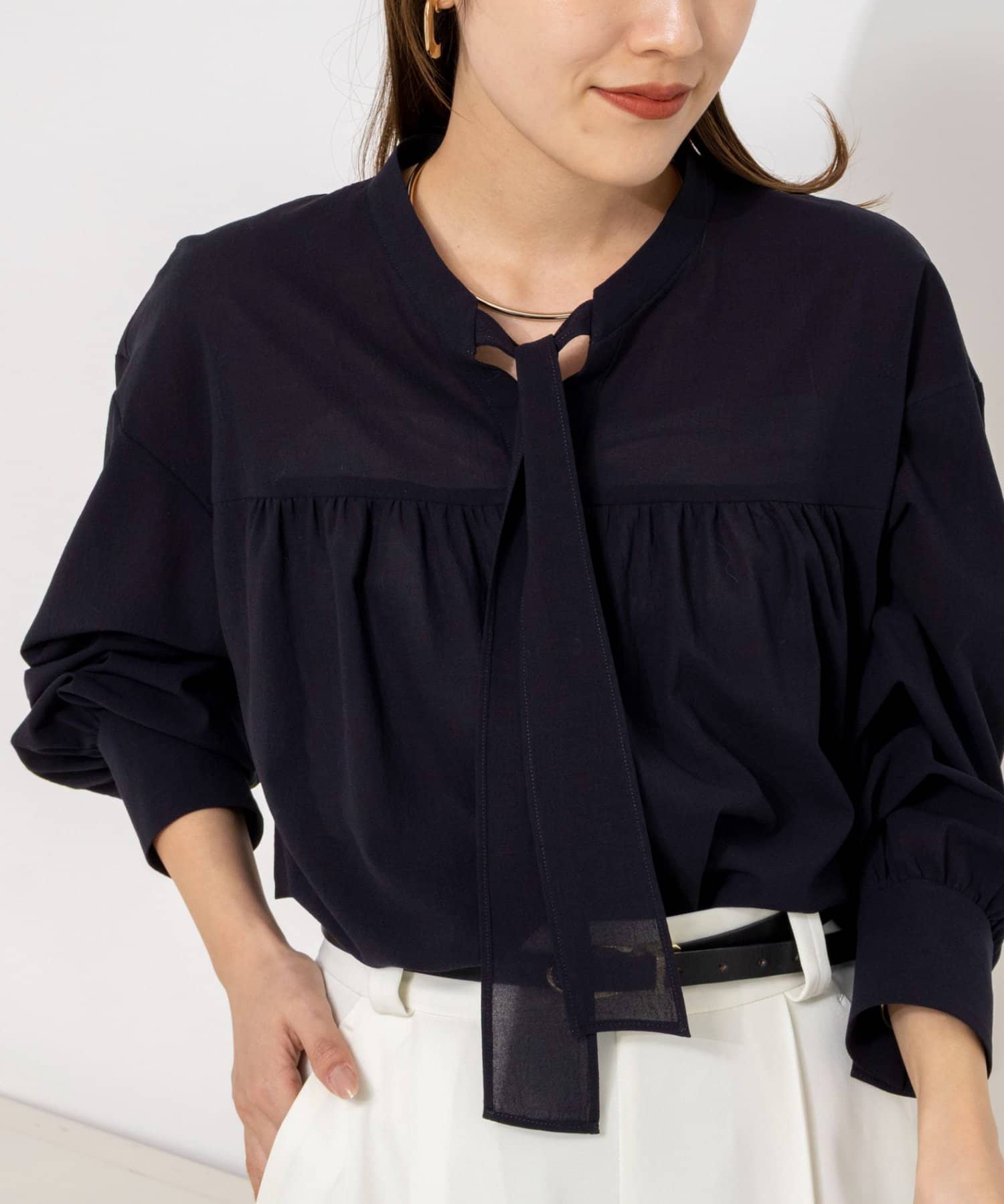 NOLLEY'S(ノーリーズ) ウォッシャブル100/2ガスボイルボウタイブラウス