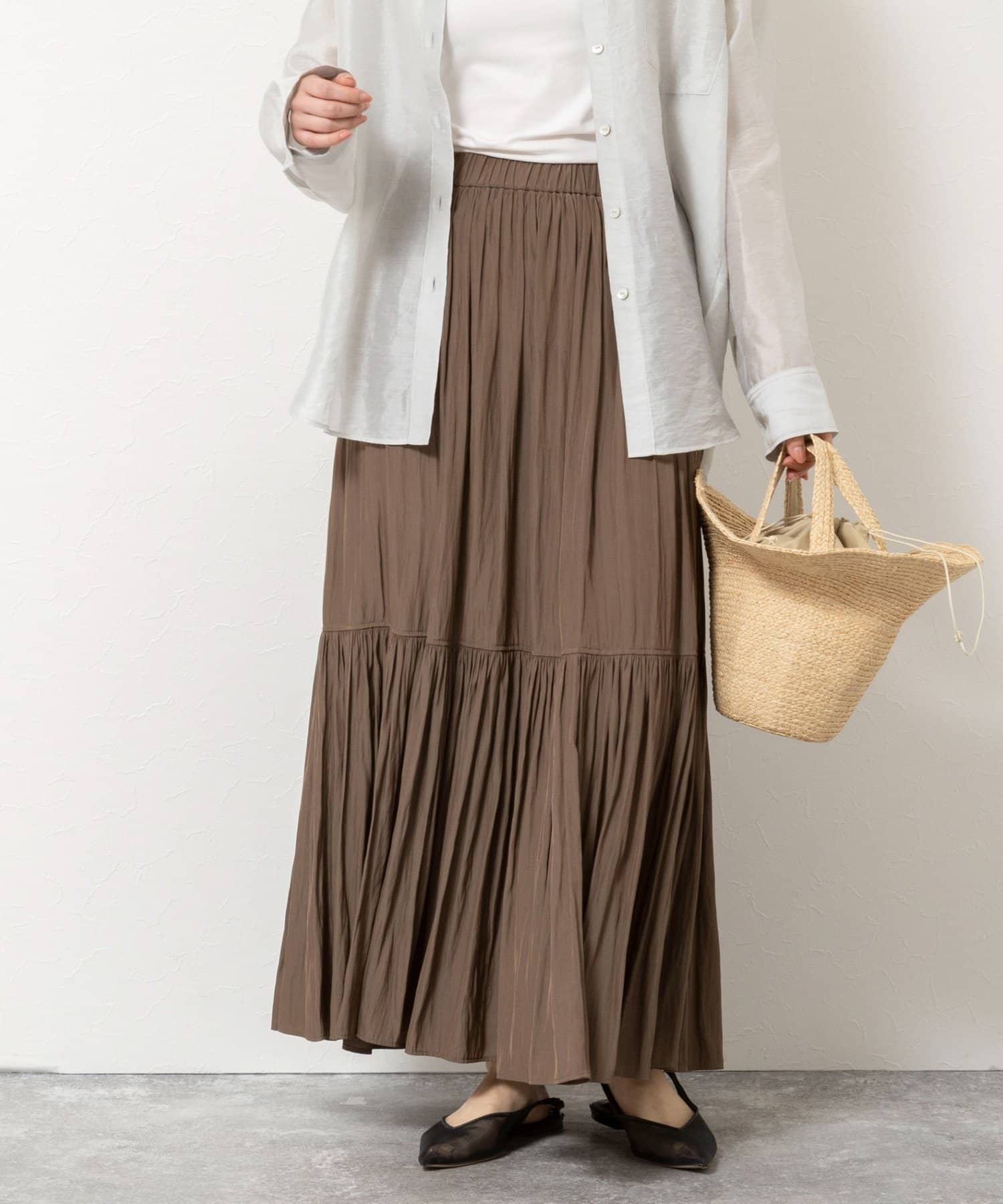 NOLLEY'S(ノーリーズ) ウォッシャブルカッセンギャザーマキシスカート