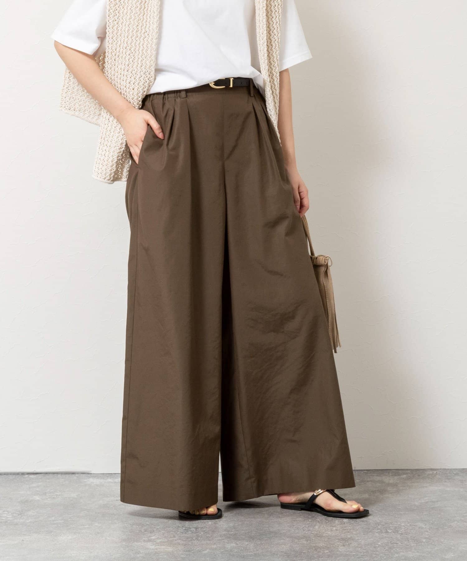 NOLLEY'S(ノーリーズ) ウォッシャブルエクセルテックタンブラー2タックワイドパンツ