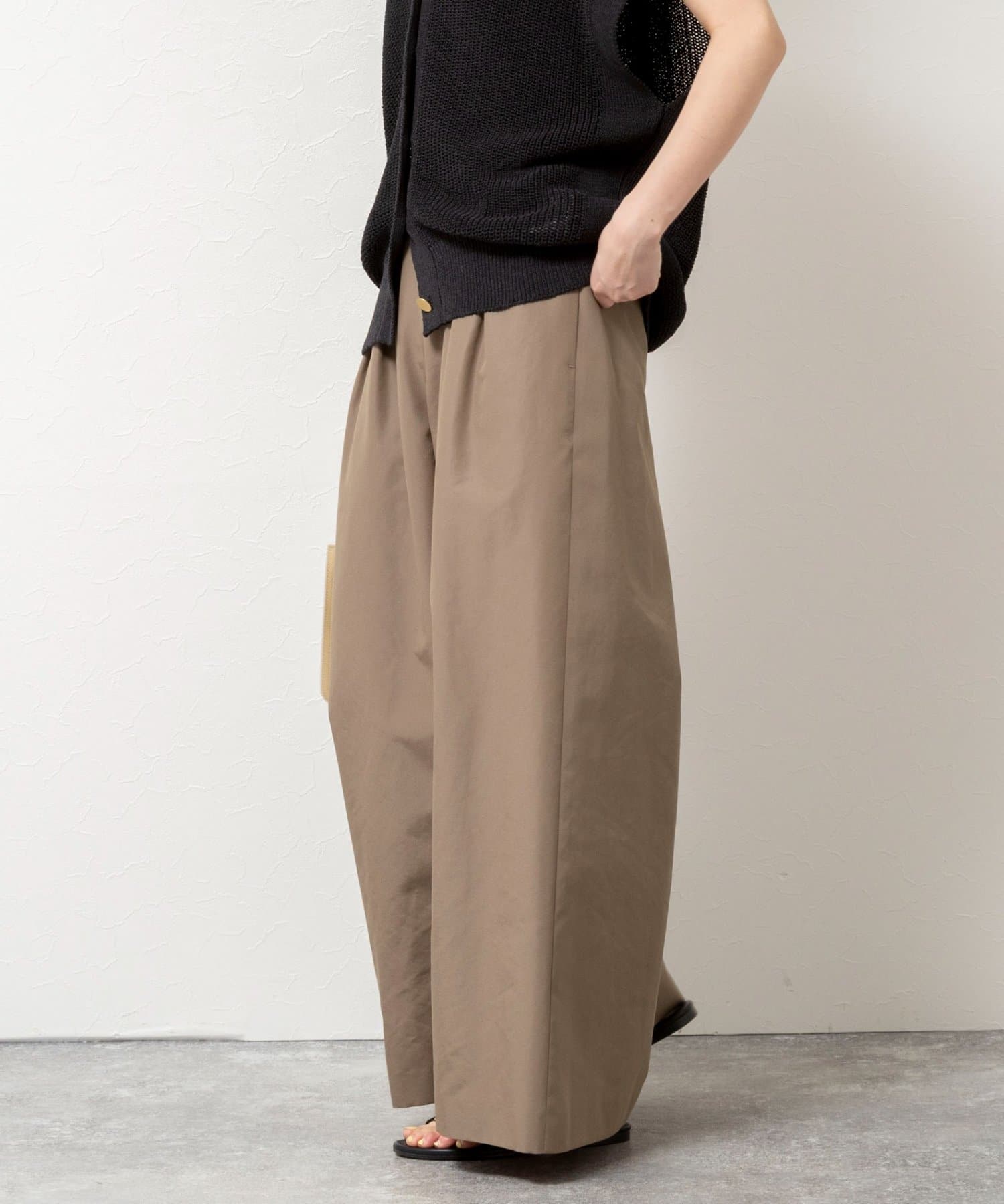 NOLLEY'S(ノーリーズ) ウォッシャブルエクセルテックタンブラー2タックワイドパンツ